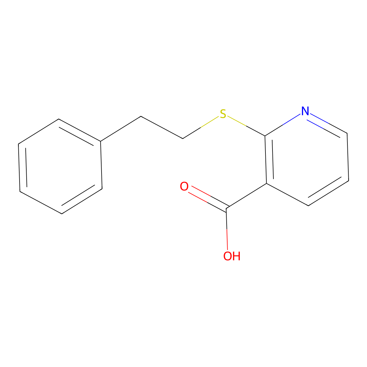 2-[(2-Phenylethyl)thio]nicotinic acid molecular structure, CAS 496775-95-2