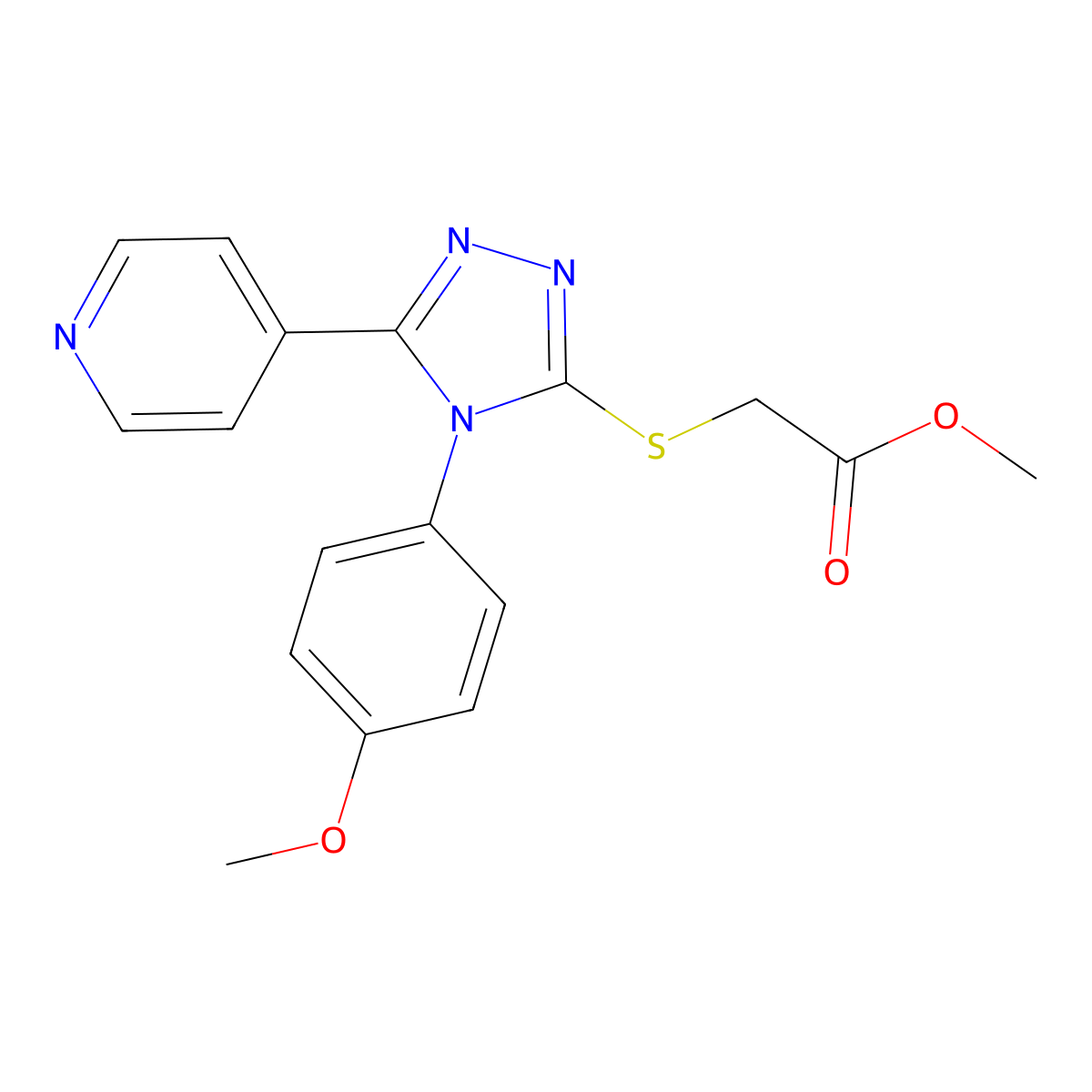 methyl 2-((4-(4-methoxyphenyl)-5-(pyridin-4-yl)-4H-1,2,4-triazol-3-yl)thio)acetate molecular structure, CAS 496775-98-5