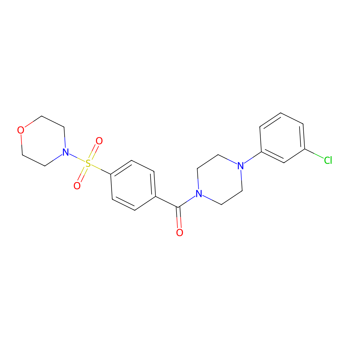 (4-(3-Chlorophenyl)piperazin-1-yl)(4-(morpholinosulfonyl)phenyl)methanone molecular structure, CAS 496776-17-1