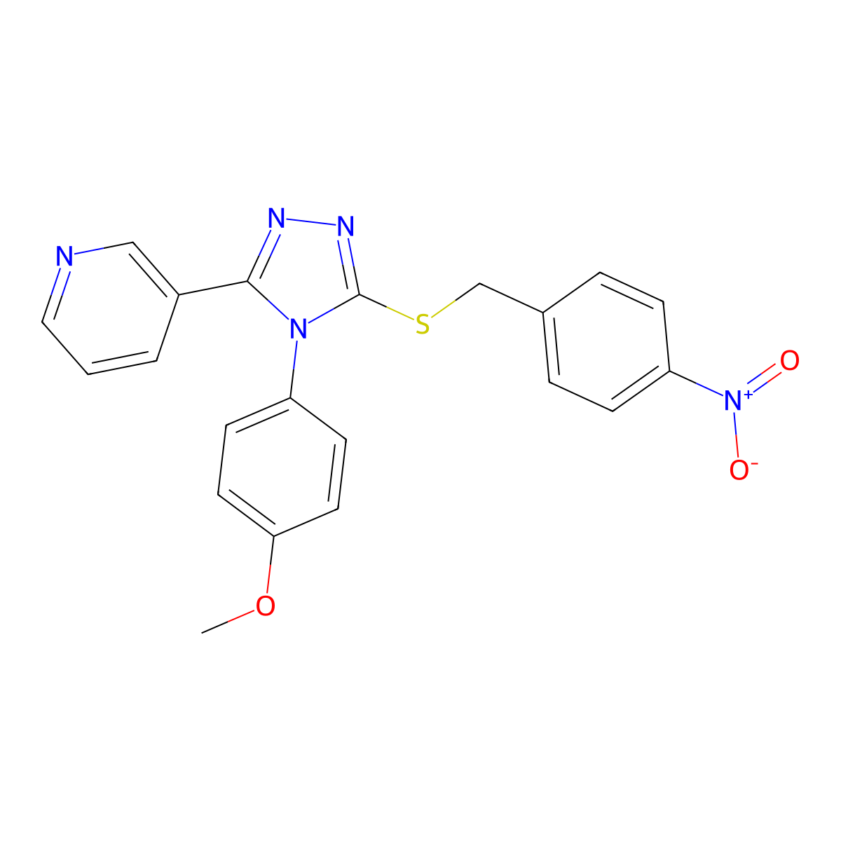 3-[4-(4-methoxyphenyl)-5-{[(4-nitrophenyl)methyl]sulfanyl}-4H-1,2,4-triazol-3-yl]pyridine molecular structure, CAS 496776-21-7
