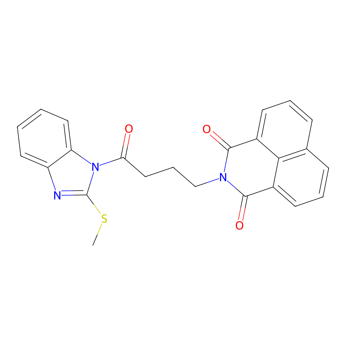 2-[4-(2-Methylsulfanylbenzimidazol-1-yl)-4-oxobutyl]benzo[de]isoquinoline-1,3-dione molecular structure, CAS 496776-52-4