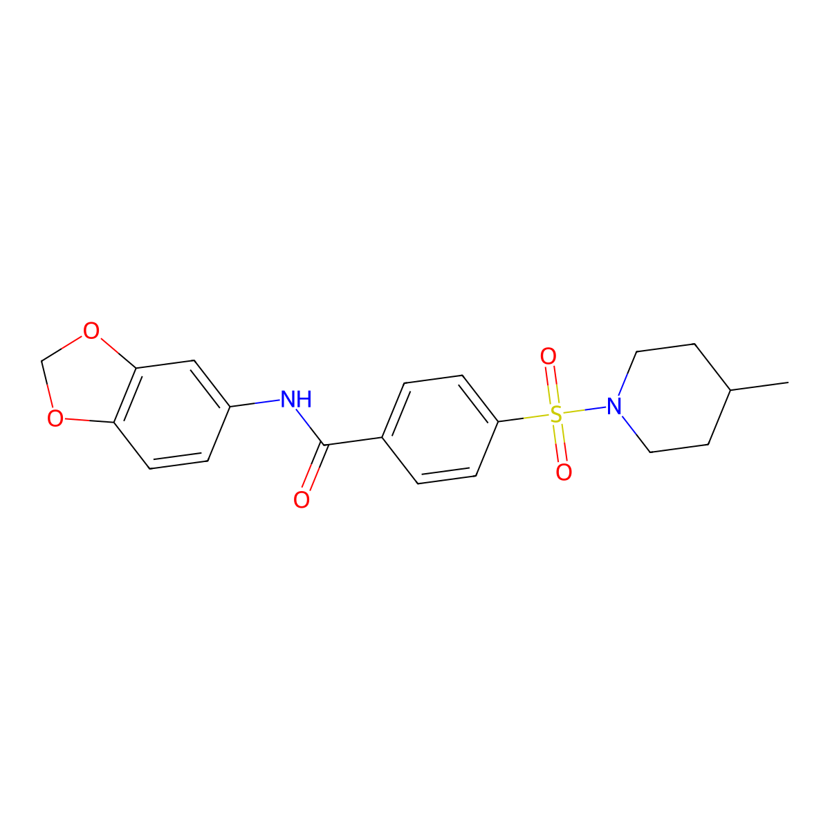 N-(1,3-benzodioxol-5-yl)-4-(4-methylpiperidin-1-yl)sulfonylbenzamide molecular structure, CAS 496776-61-5