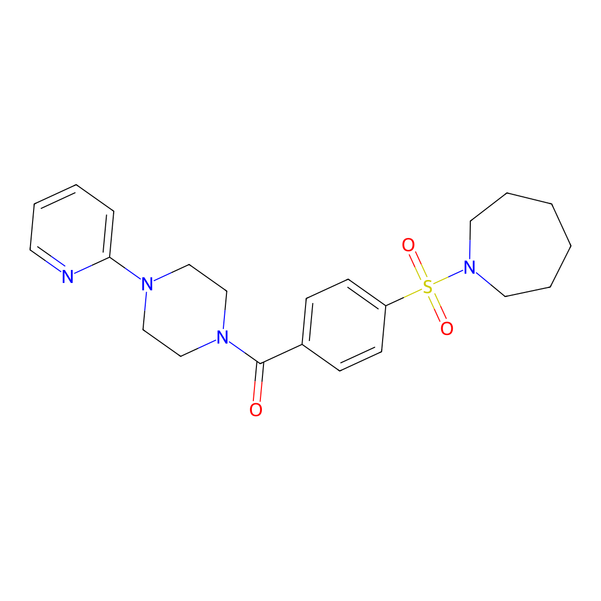 1-[(4-{[4-(2-Pyridinyl)-1-piperazinyl]carbonyl}phenyl)sulfonyl]azepane molecular structure, CAS 496776-62-6