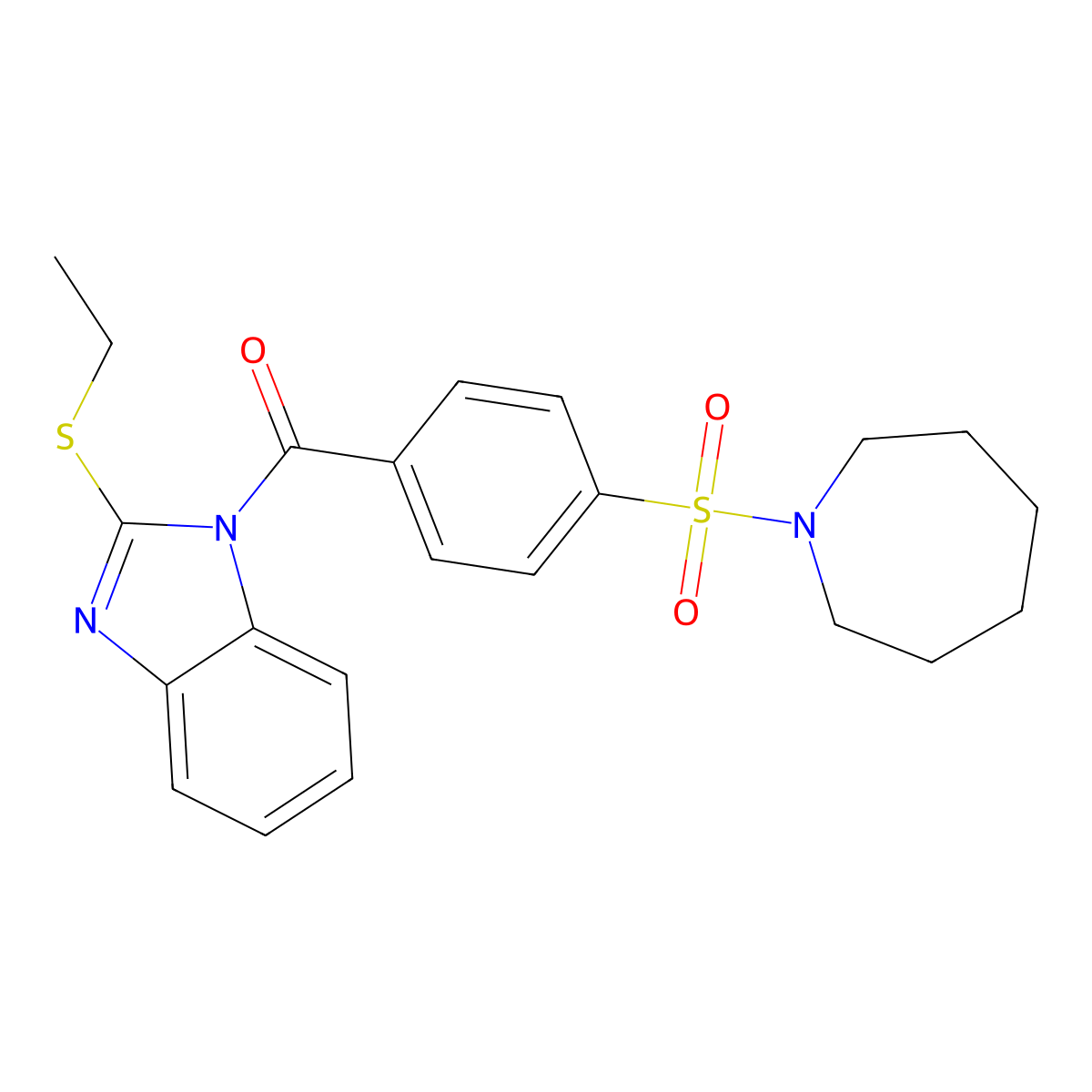 1-[4-(1-azepanylsulfonyl)benzoyl]-2-(ethylthio)-1H-benzimidazole molecular structure, CAS 496776-63-7