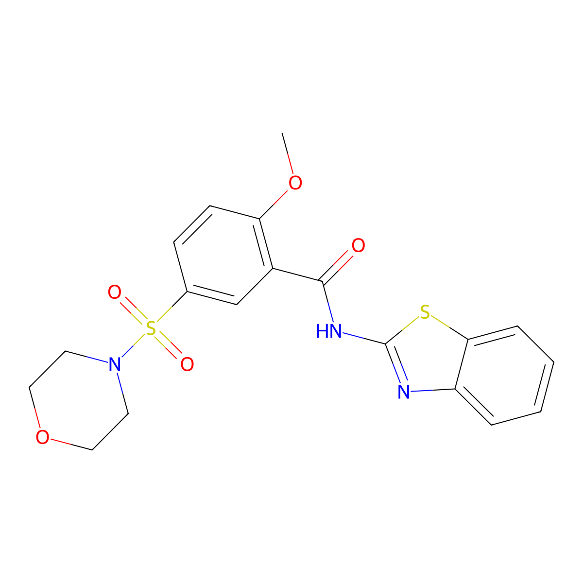 N-1,3-benzothiazol-2-yl-2-methoxy-5-(4-morpholinylsulfonyl)benzamide molecular structure, CAS 496776-65-9