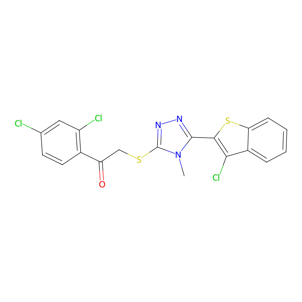 2-[[5-(3-Chloro-1-benzothiophen-2-yl)-4-methyl-1,2,4-triazol-3-yl]sulfanyl]-1-(2,4-dichlorophenyl)ethanone molecular structure, CAS 496776-72-8