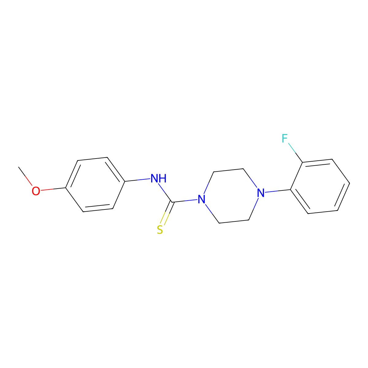 4-(2-fluorophenyl)-N-(4-methoxyphenyl)piperazine-1-carbothioamide molecular structure, CAS 496776-80-8