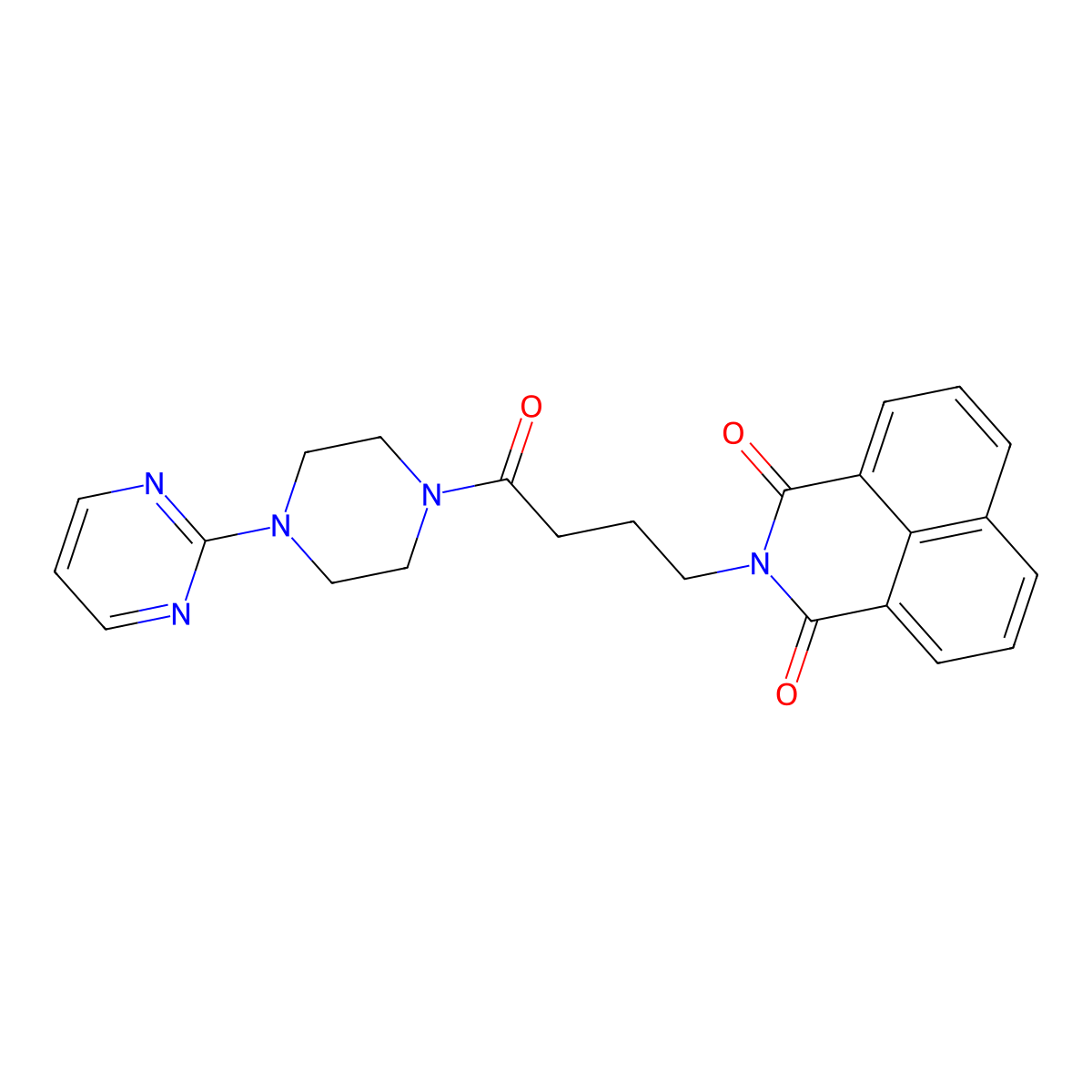 2-(4-oxo-4-(4-(pyrimidin-2-yl)piperazin-1-yl)butyl)-1H-benzo[de]isoquinoline-1,3(2H)-dione molecular structure, CAS 496776-82-0