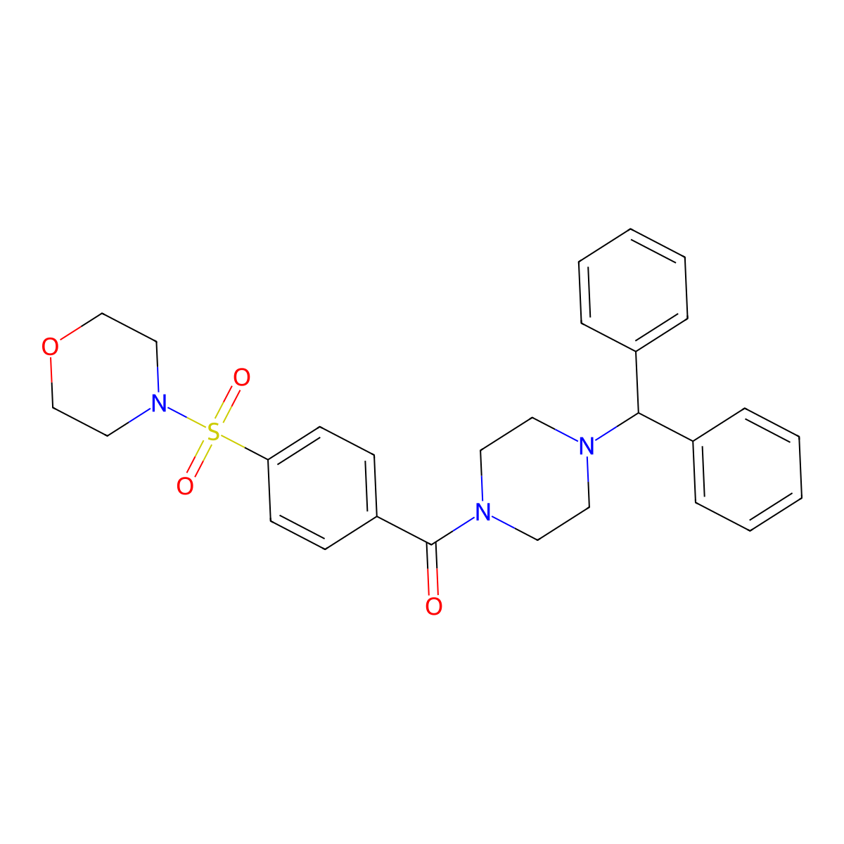 (4-Benzhydrylpiperazin-1-yl)-(4-morpholin-4-ylsulfonylphenyl)methanone molecular structure, CAS 496777-00-5