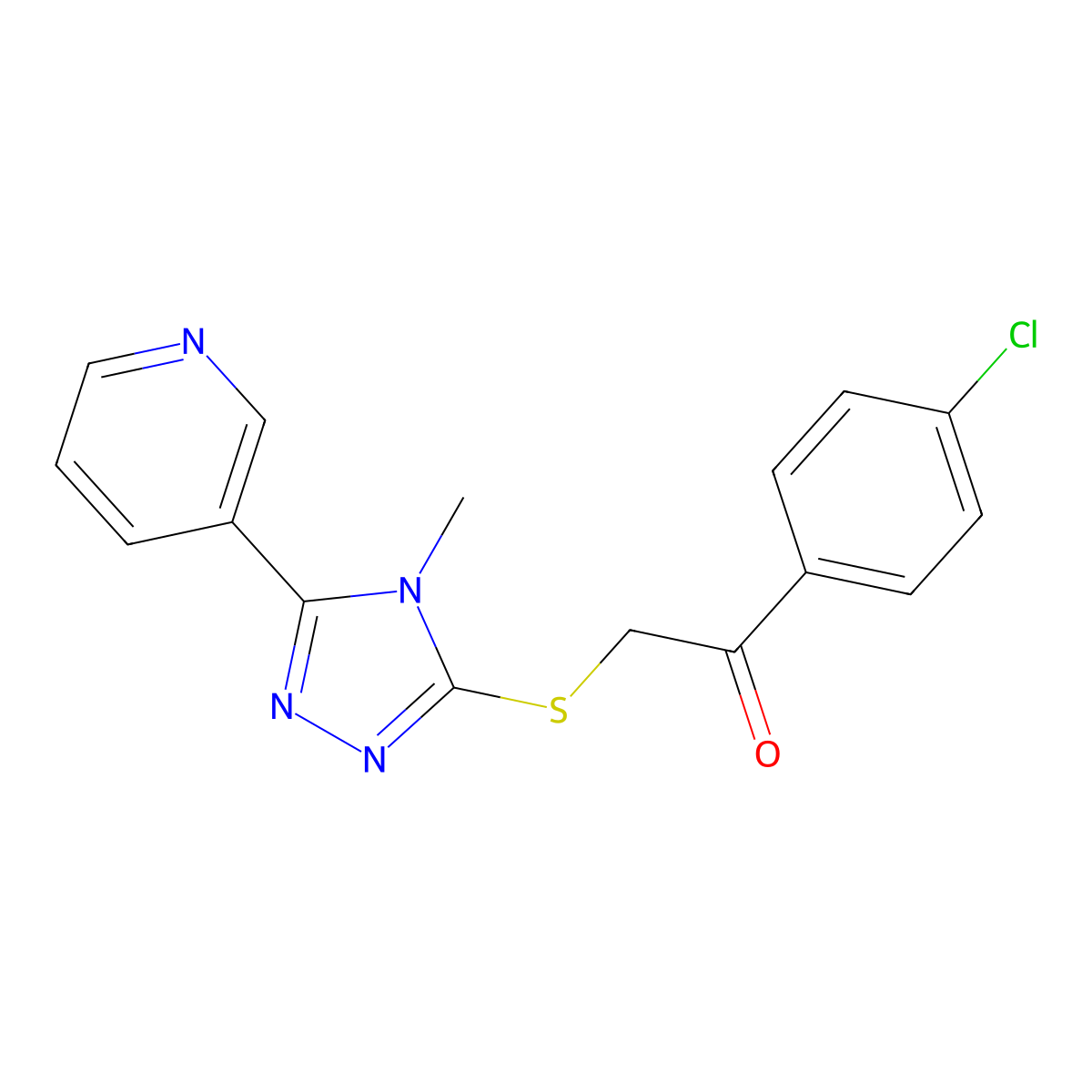 1-(4-chlorophenyl)-2-{[4-methyl-5-(3-pyridinyl)-4H-1,2,4-triazol-3-yl]sulfanyl}ethanone molecular structure, CAS 496777-03-8