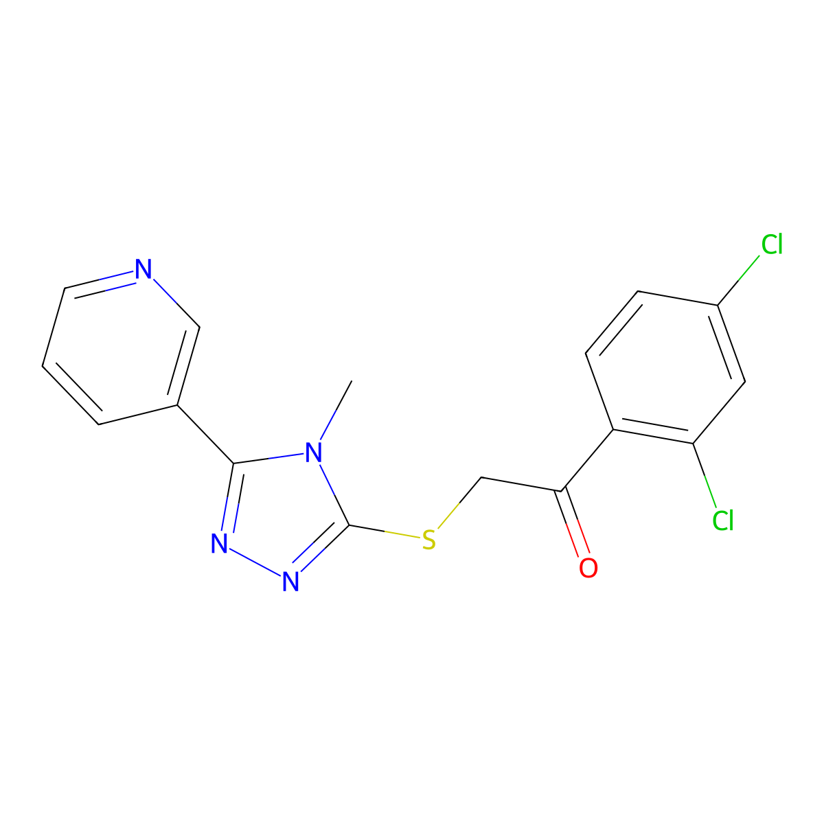 1-(2,4-Dichlorophenyl)-2-[(4-methyl-5-pyridin-3-yl-1,2,4-triazol-3-yl)sulfanyl]ethanone molecular structure, CAS 496777-04-9