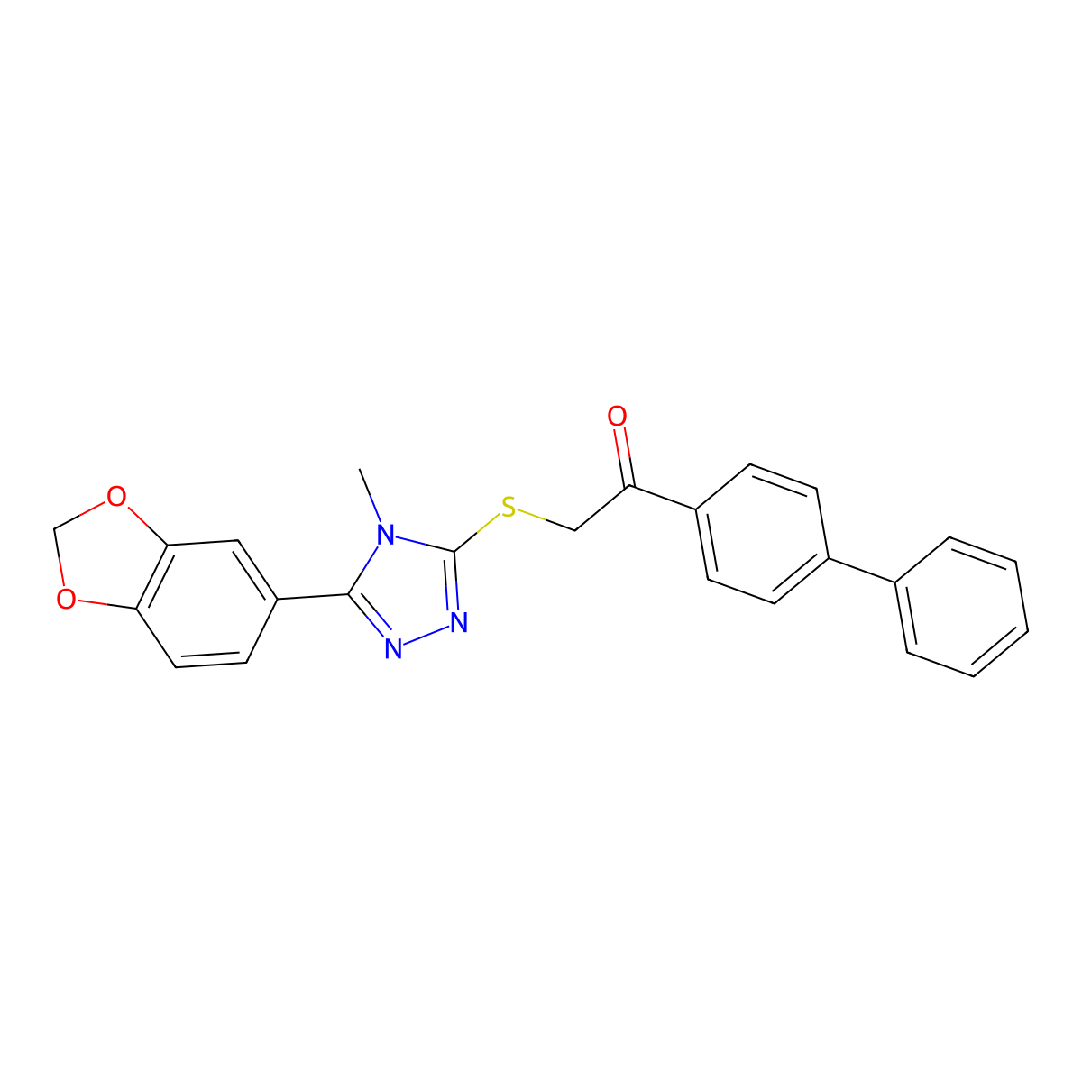 2-[[5-(1,3-Benzodioxol-5-yl)-4-methyl-1,2,4-triazol-3-yl]sulfanyl]-1-(4-phenylphenyl)ethanone molecular structure, CAS 496777-12-9