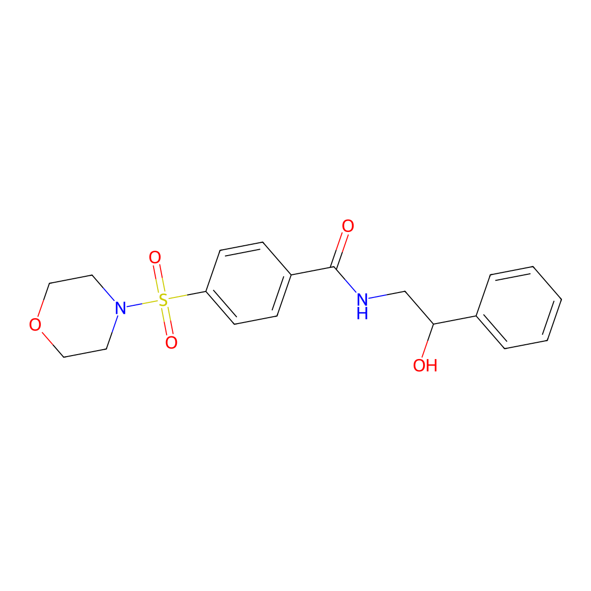 N-(2-hydroxy-2-phenylethyl)-4-(morpholinosulfonyl)benzamide molecular structure, CAS 496777-13-0