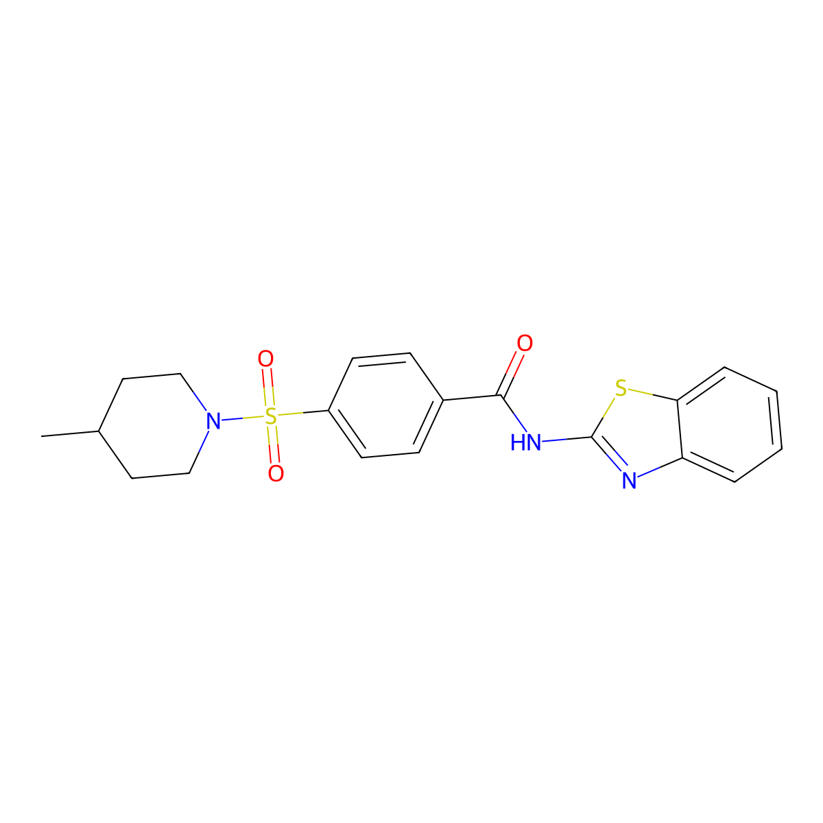 N-(1,3-benzothiazol-2-yl)-4-[(4-methylpiperidin-1-yl)sulfonyl]benzamide molecular structure, CAS 496777-15-2