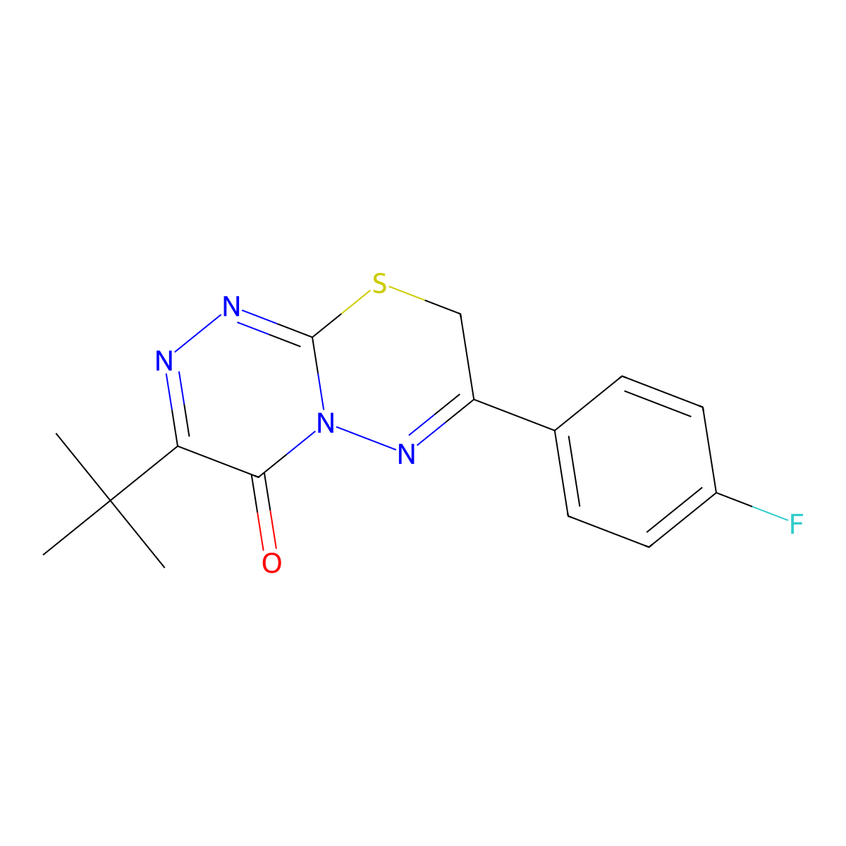 3-(tert-butyl)-7-(4-fluorophenyl)-[1,2,4]triazino[3,4-b][1,3,4]thiadiazin-4(8H)-one molecular structure, CAS 496777-22-1