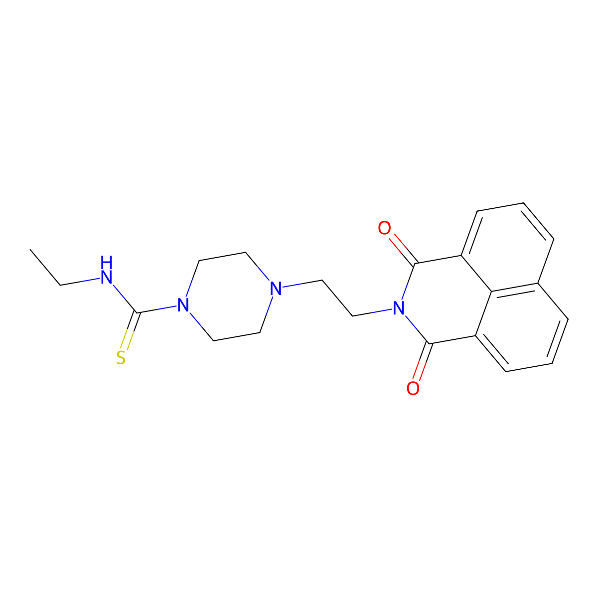 4-(2-(1,3-dioxo-1H-benzo[de]isoquinolin-2(3H)-yl)ethyl)-N-ethylpiperazine-1-carbothioamide molecular structure, CAS 496777-26-5