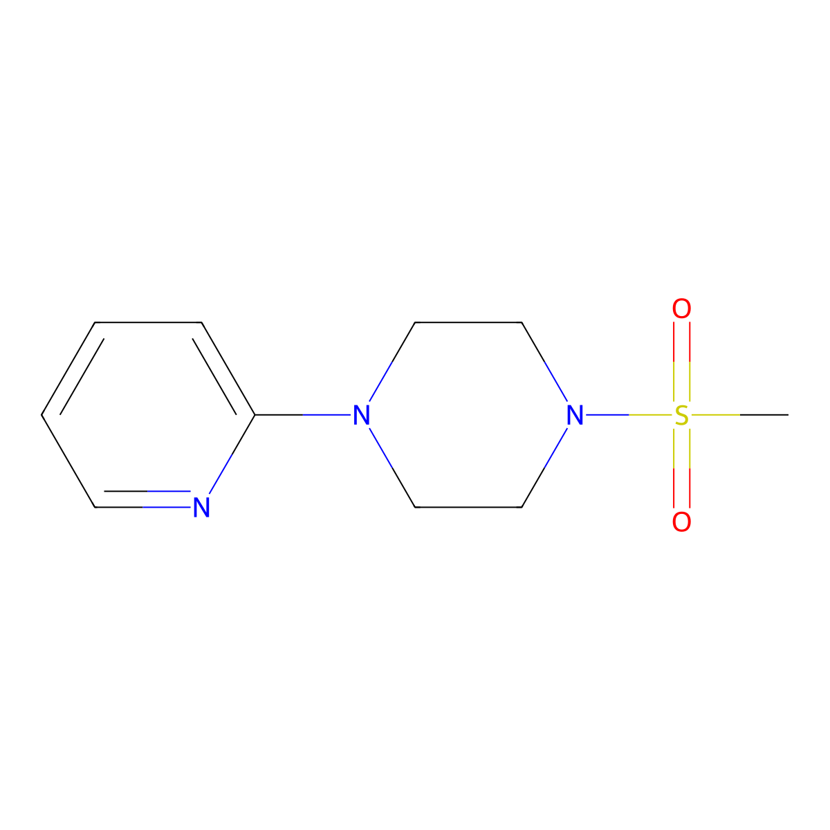 1-Methanesulfonyl-4-(pyridin-2-yl)piperazine molecular structure, CAS 496777-28-7