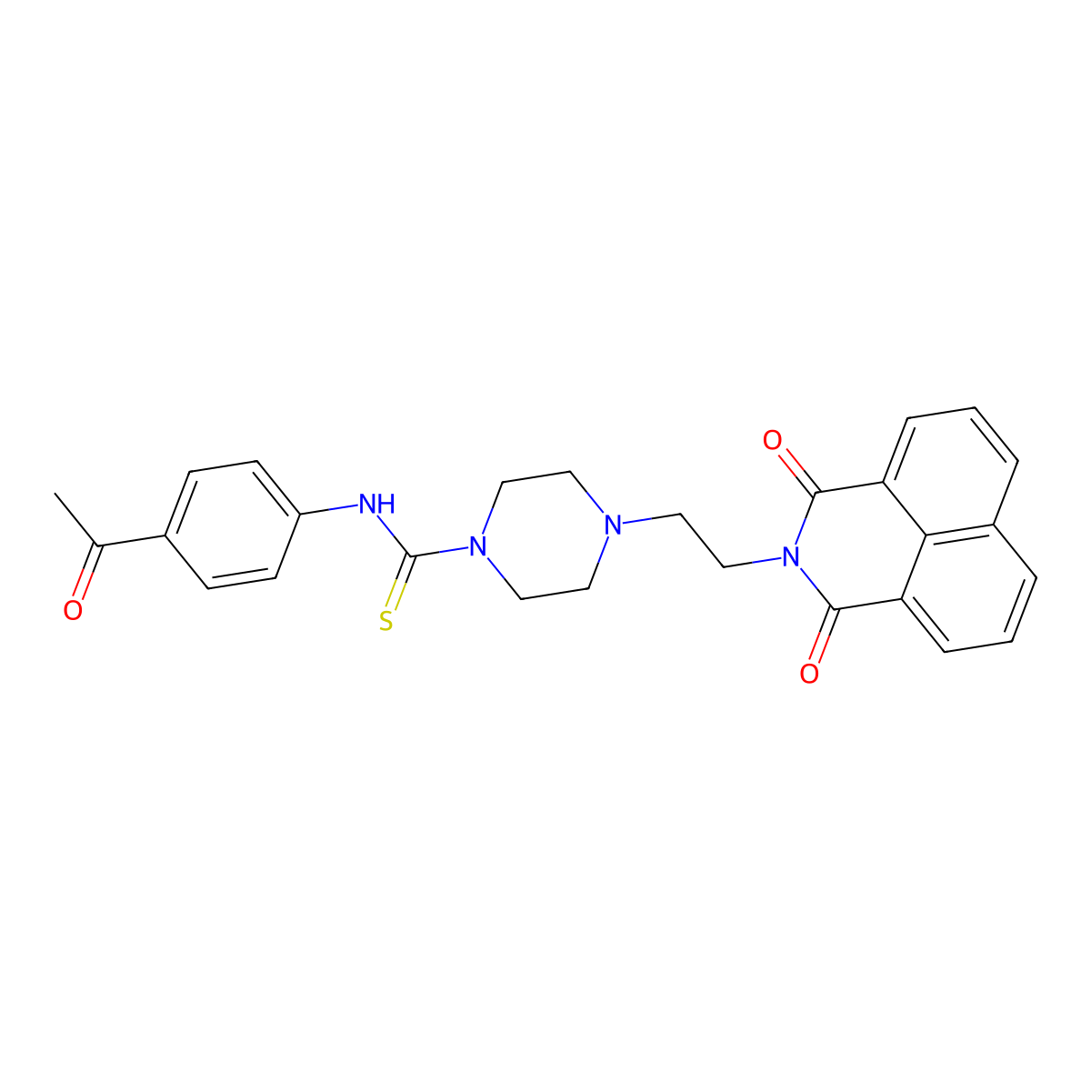 N-(4-acetylphenyl)-4-[2-(1,3-dioxobenzo[de]isoquinolin-2-yl)ethyl]piperazine-1-carbothioamide molecular structure, CAS 496777-33-4
