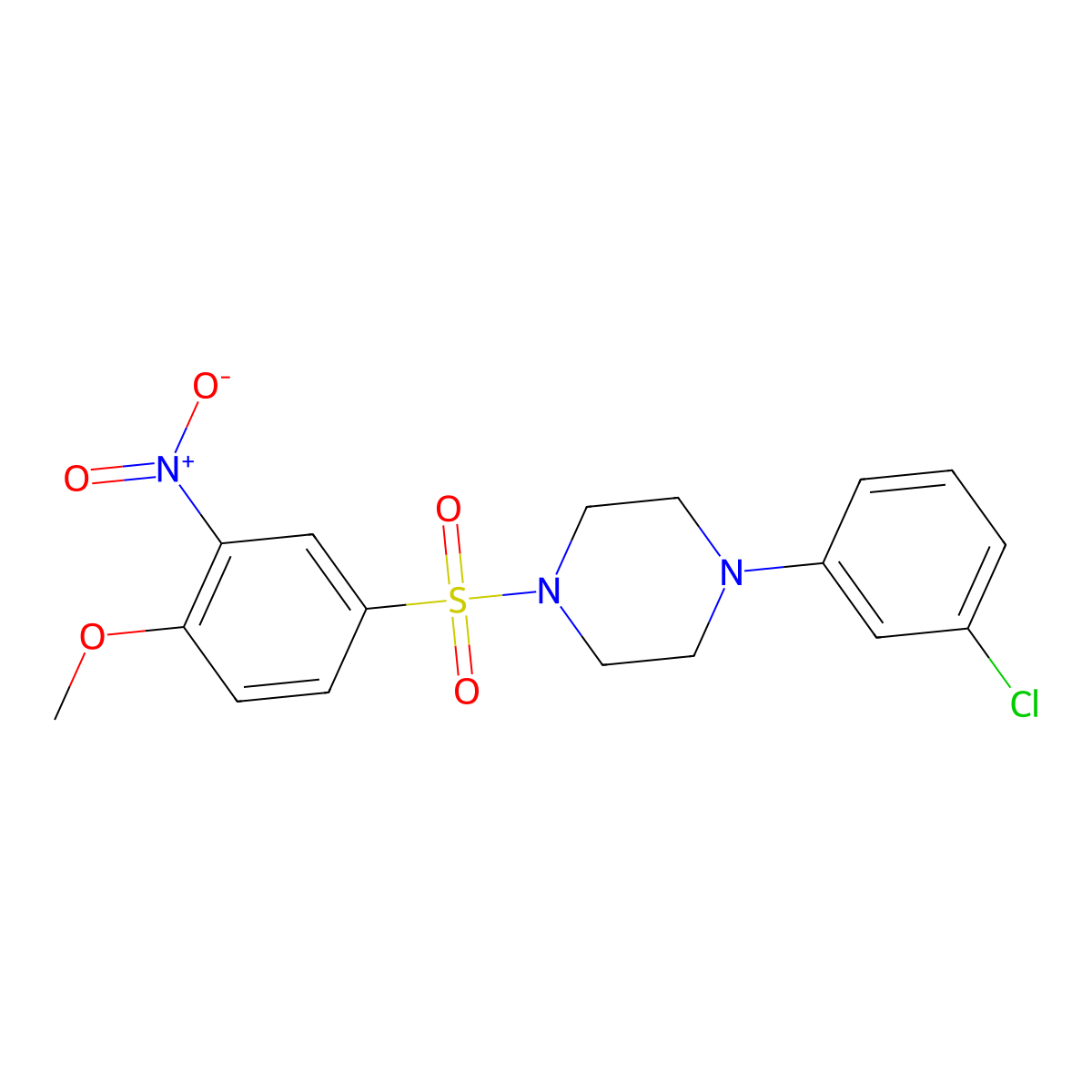 1-(3-Chlorophenyl)-4-((4-methoxy-3-nitrophenyl)sulfonyl)piperazine molecular structure, CAS 496777-42-5