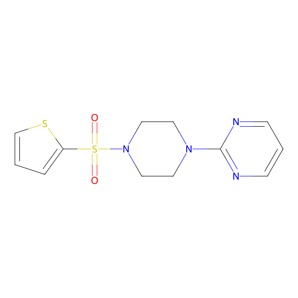 2-[4-(2-Thienylsulfonyl)-1-piperazinyl]pyrimidine molecular structure, CAS 496777-51-6