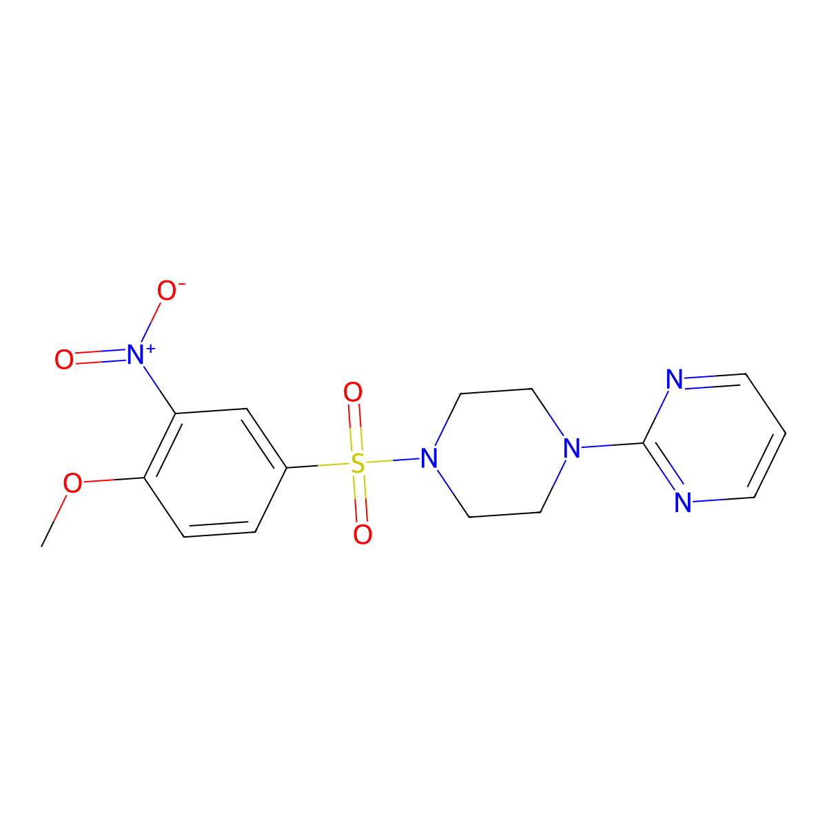 2-(4-((4-Methoxy-3-nitrophenyl)sulfonyl)piperazin-1-yl)pyrimidine molecular structure, CAS 496777-52-7