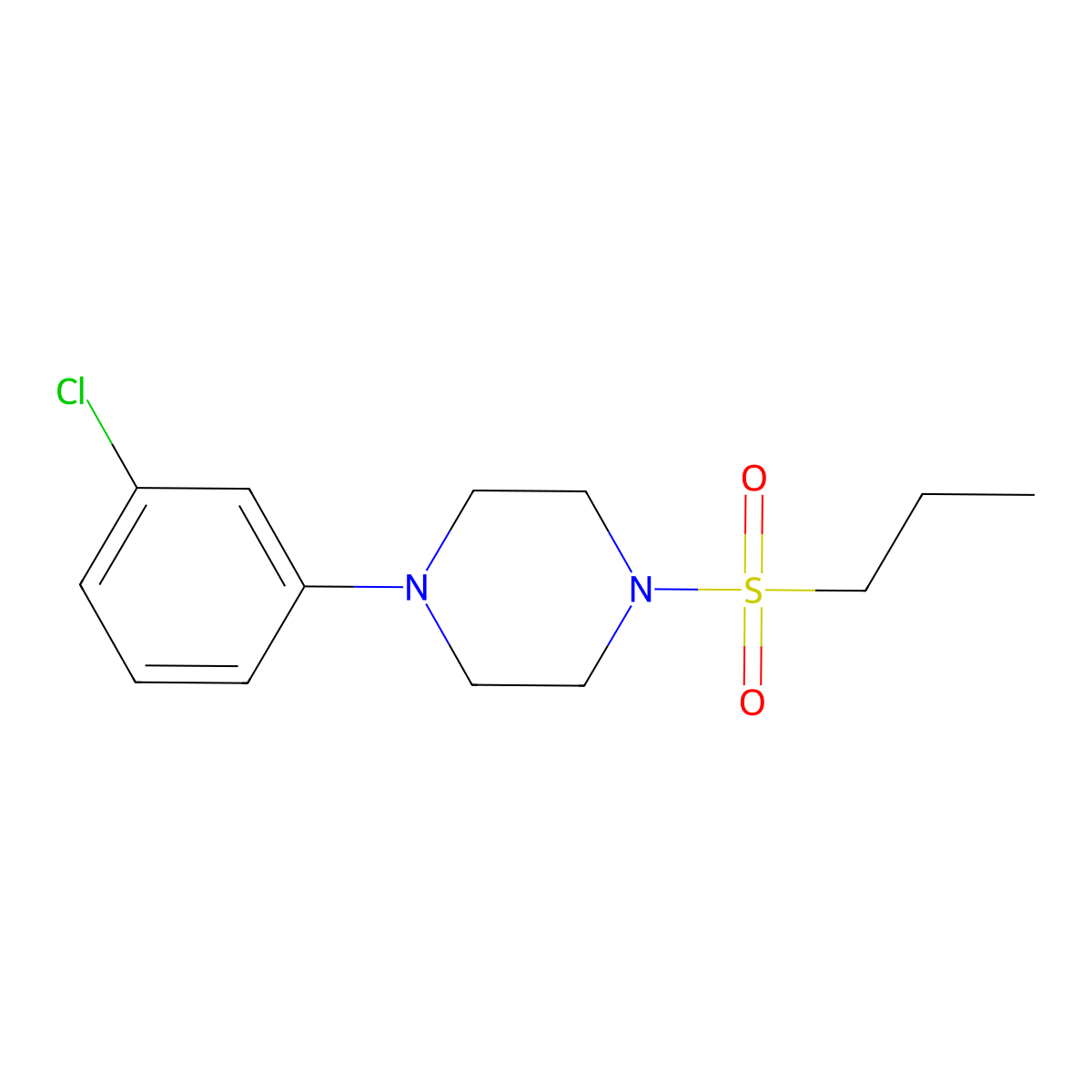 1-(3-Chlorophenyl)-4-(propylsulfonyl)piperazine molecular structure, CAS 496777-56-1