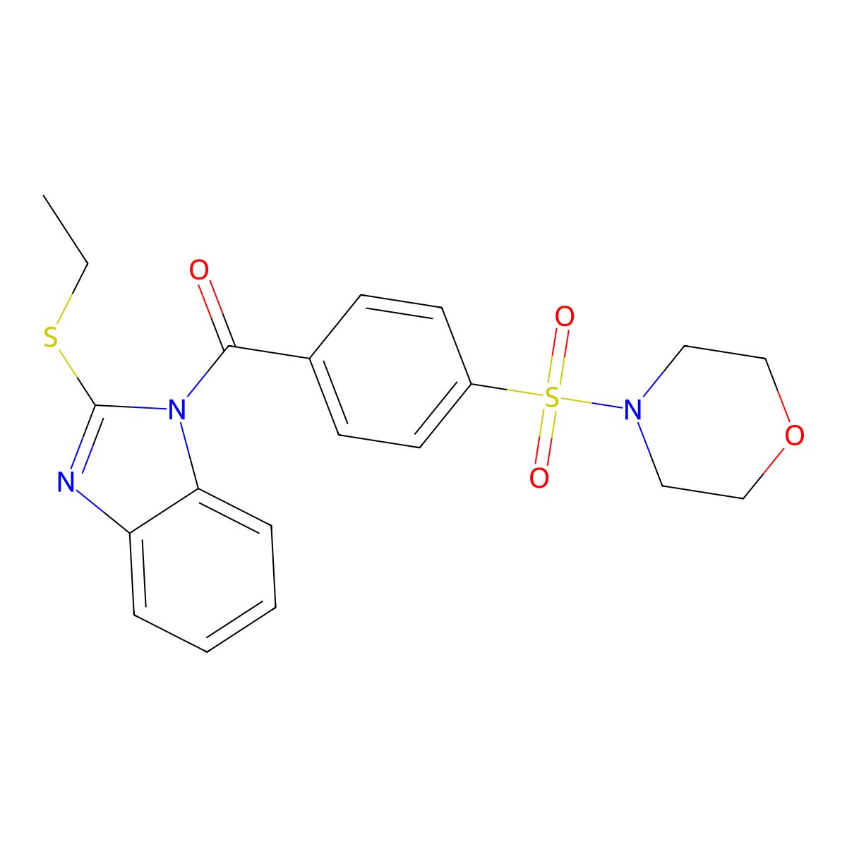 (2-(ethylthio)-1H-benzo[d]imidazol-1-yl)(4-(morpholinosulfonyl)phenyl)methanone molecular structure, CAS 496777-80-1