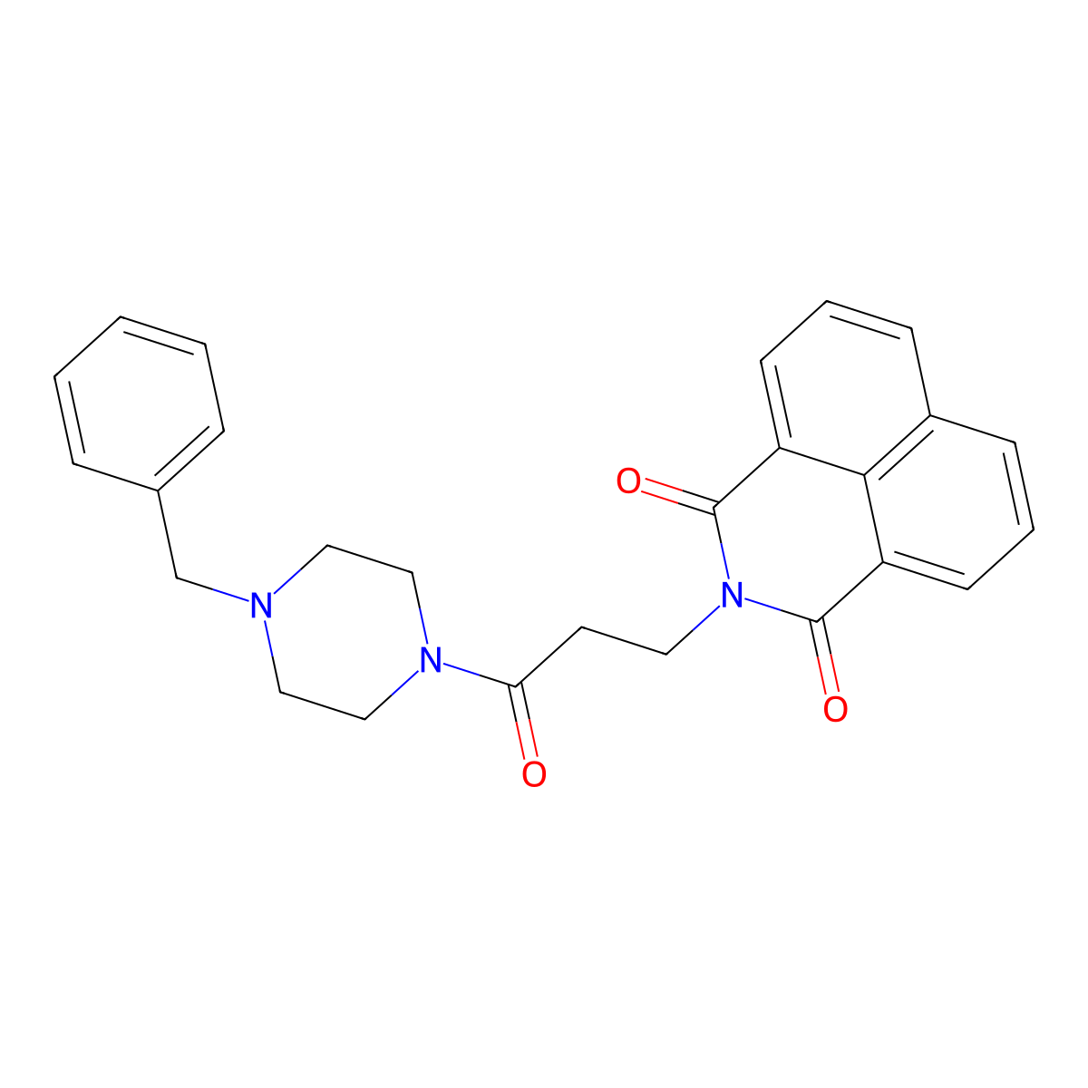 2-(3-(4-benzylpiperazin-1-yl)-3-oxopropyl)-1H-benzo[de]isoquinoline-1,3(2H)-dione molecular structure, CAS 496777-82-3
