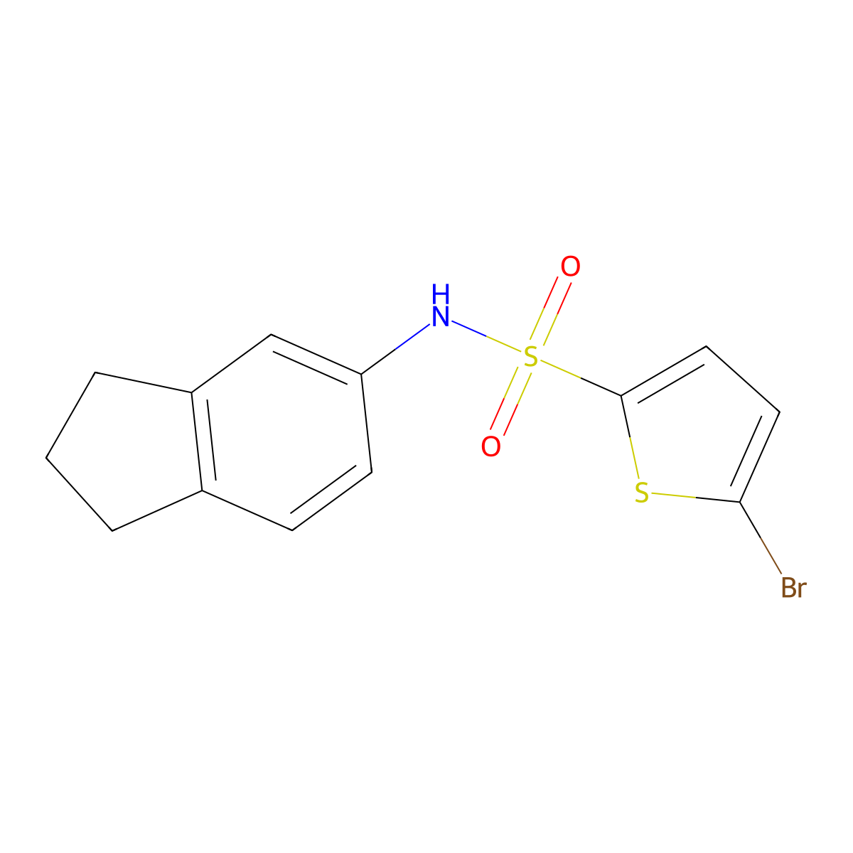 5-bromo-N-(2,3-dihydro-1H-inden-5-yl)thiophene-2-sulfonamide molecular structure, CAS 496778-00-8