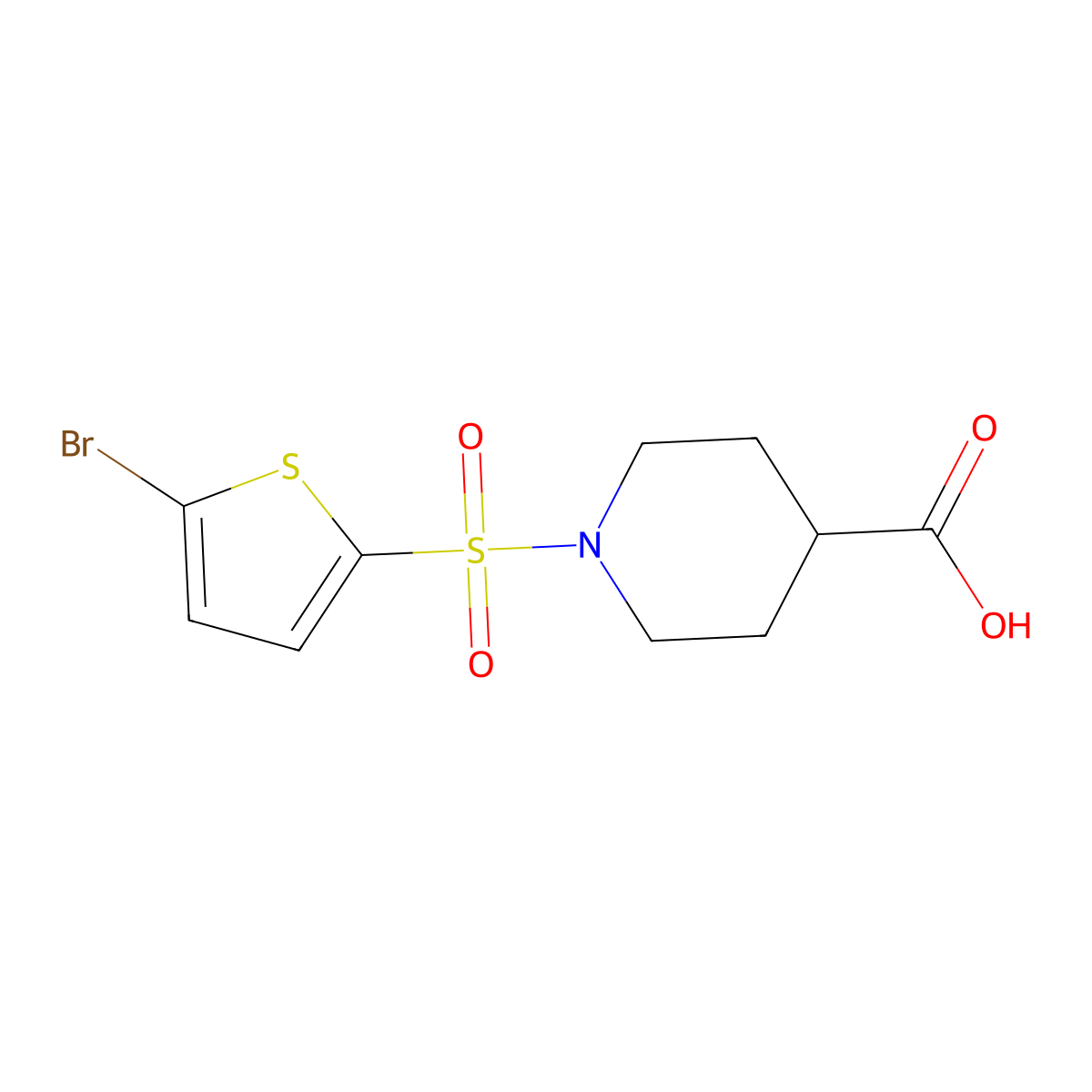 1-[(5-Bromothien-2-yl)sulfonyl]piperidine-4-carboxylic acid molecular structure, CAS 496778-02-0