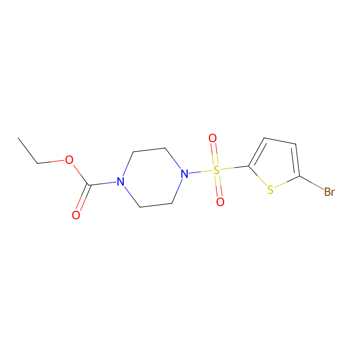 Ethyl 4-[(5-bromo-2-thienyl)sulfonyl]-1-piperazinecarboxylate molecular structure, CAS 496778-11-1