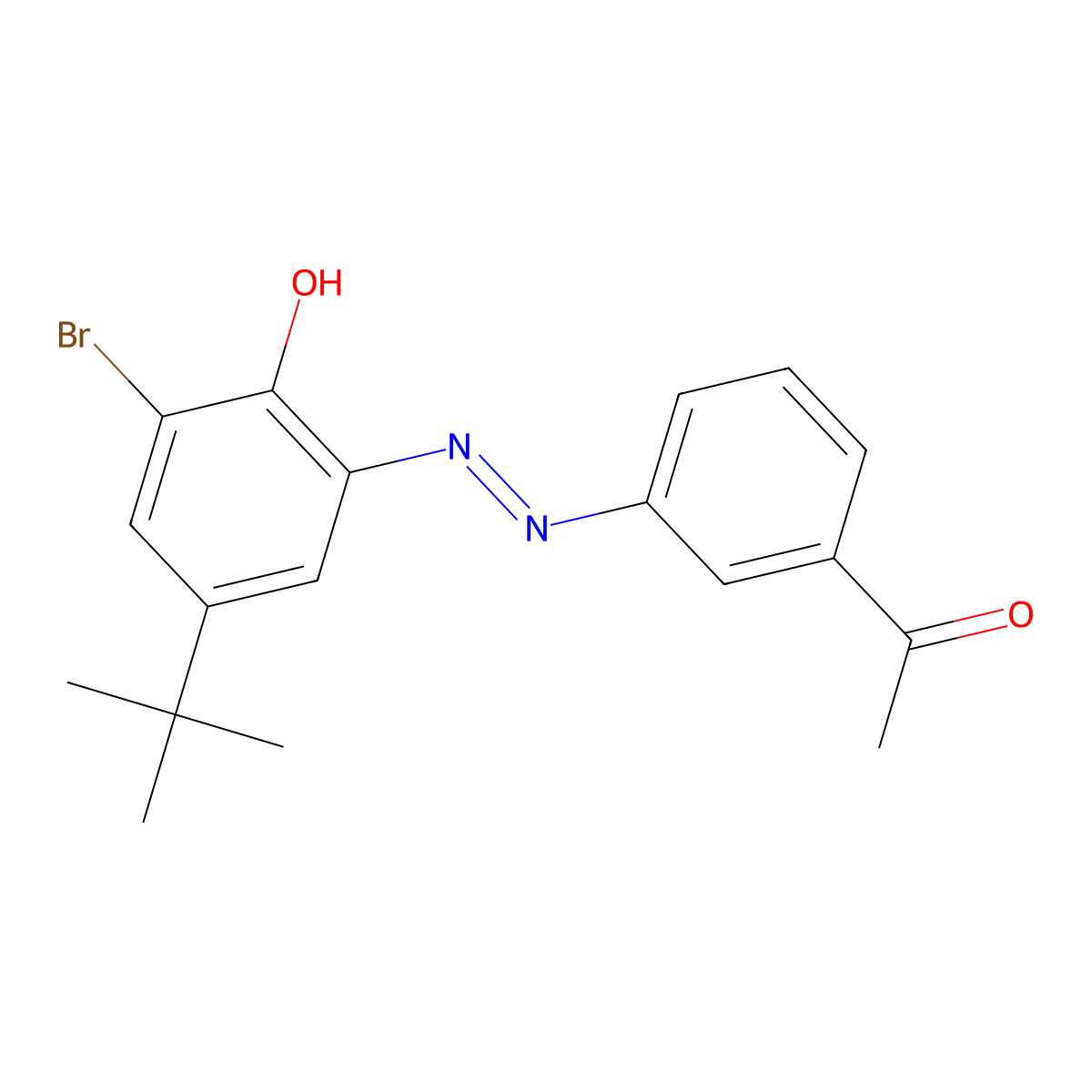 1-{3-[(E)-(3-bromo-5-tert-butyl-2-hydroxyphenyl)diazenyl]phenyl}ethanone molecular structure, CAS 496778-74-6