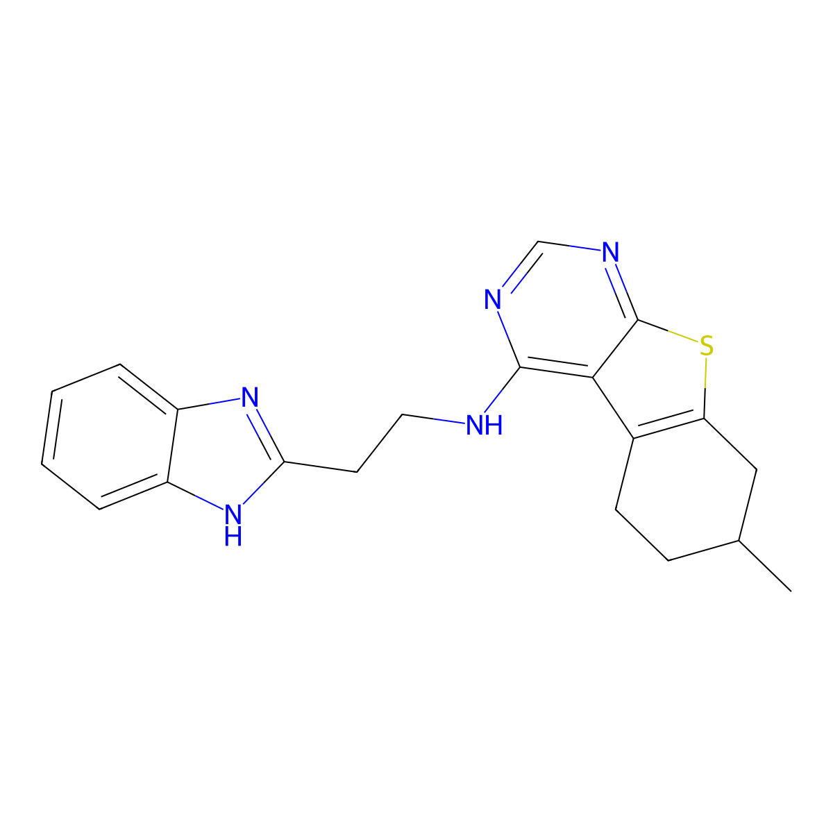 N-[2-(1H-1,3-benzodiazol-2-yl)ethyl]-11-methyl-8-thia-4,6-diazatricyclo[7.4.0.0^{2,7}]trideca-1(9),2(7),3,5-tetraen-3-amine molecular structure, CAS 496779-02-3