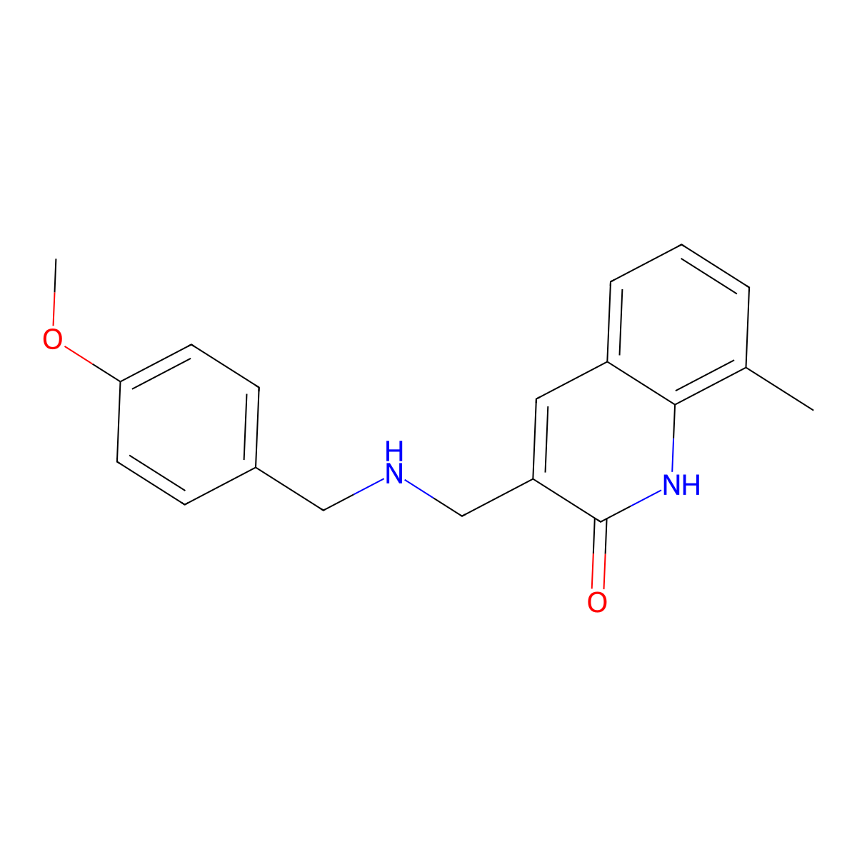 3-[(4-Methoxy-benzylamino)-methyl]-8-methyl-1H-quinolin-2-one molecular structure, CAS 496782-49-1