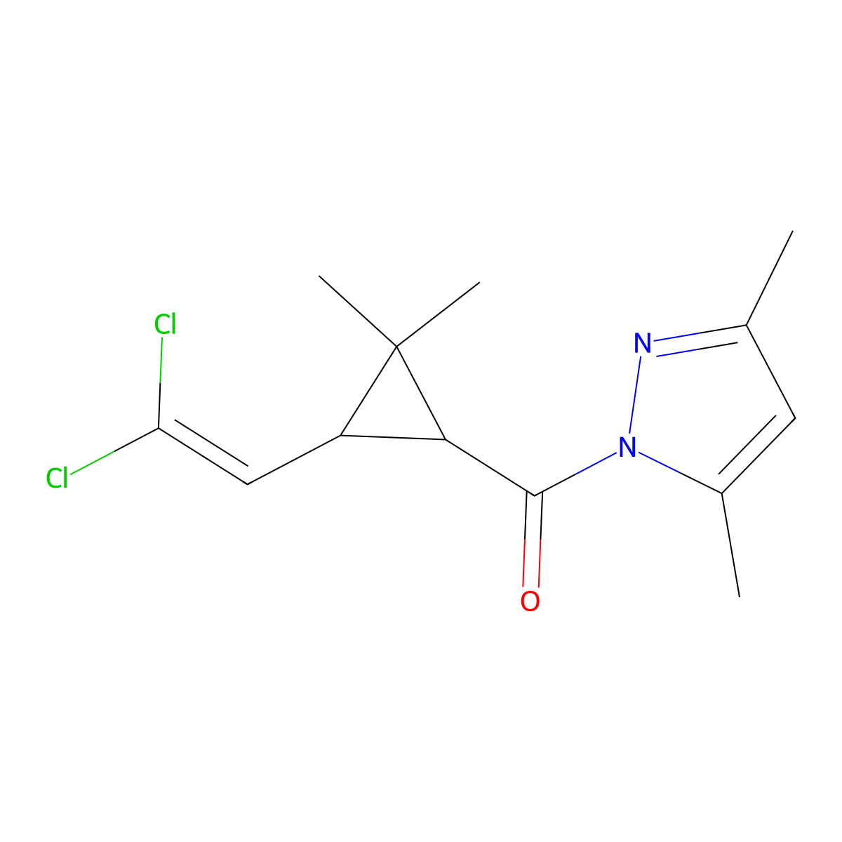 (3-(2,2-Dichloroethenyl)-2,2-dimethylcyclopropyl)(3,5-dimethyl-1H-pyrazol-1-yl)methanone molecular structure, CAS 496783-48-3