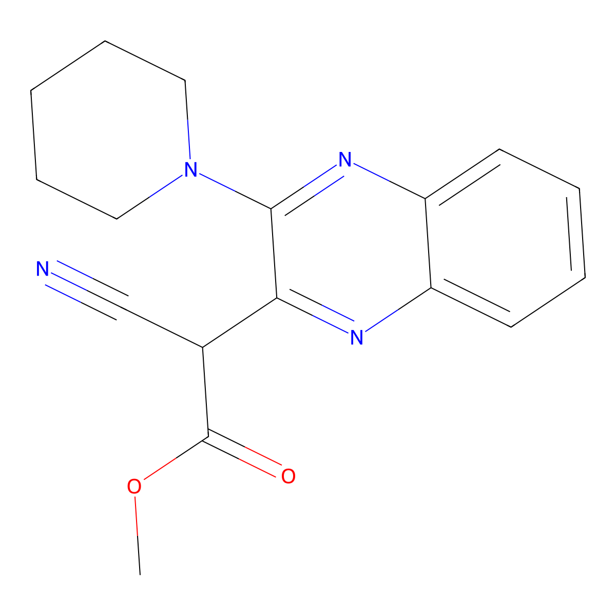 Methyl cyano[3-(1-piperidinyl)-2-quinoxalinyl]acetate molecular structure, CAS 496784-50-0