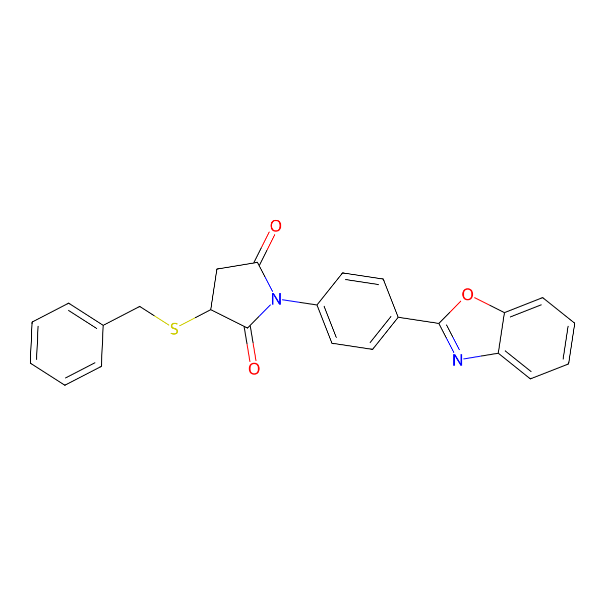 1-[4-(1,3-Benzoxazol-2-yl)phenyl]-3-benzylsulfanylpyrrolidine-2,5-dione molecular structure, CAS 496785-64-9