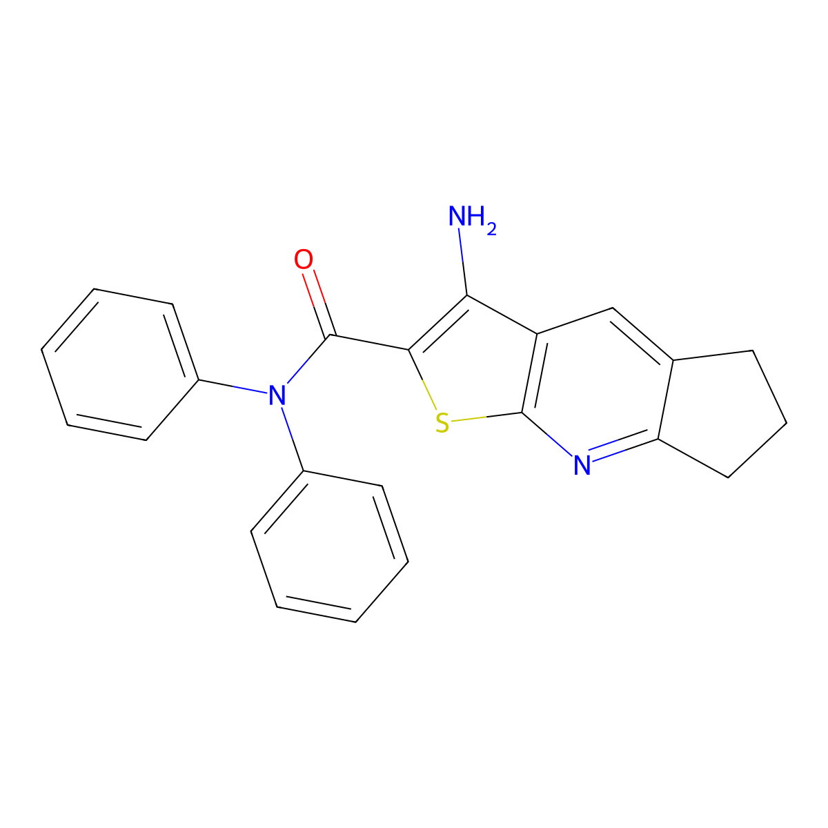 3-amino-N,N-diphenyl-6,7-dihydro-5H-cyclopenta[b]thieno[3,2-e]pyridine-2-carboxamide molecular structure, CAS 496785-85-4
