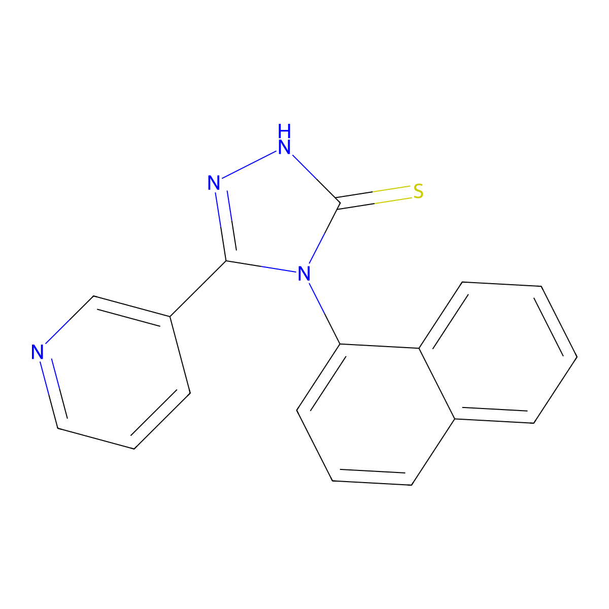 4-(1-naphthyl)-5-(3-pyridinyl)-4H-1,2,4-triazol-3-yl hydrosulfide molecular structure, CAS 496787-39-4