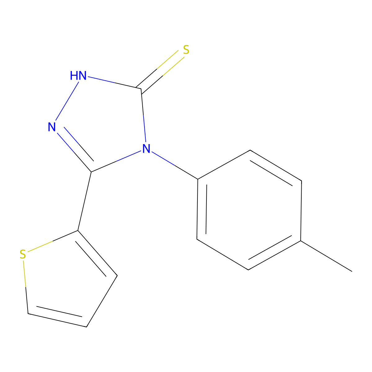 4-(4-methylphenyl)-5-(thiophen-2-yl)-4H-1,2,4-triazole-3-thiol molecular structure, CAS 496787-40-7