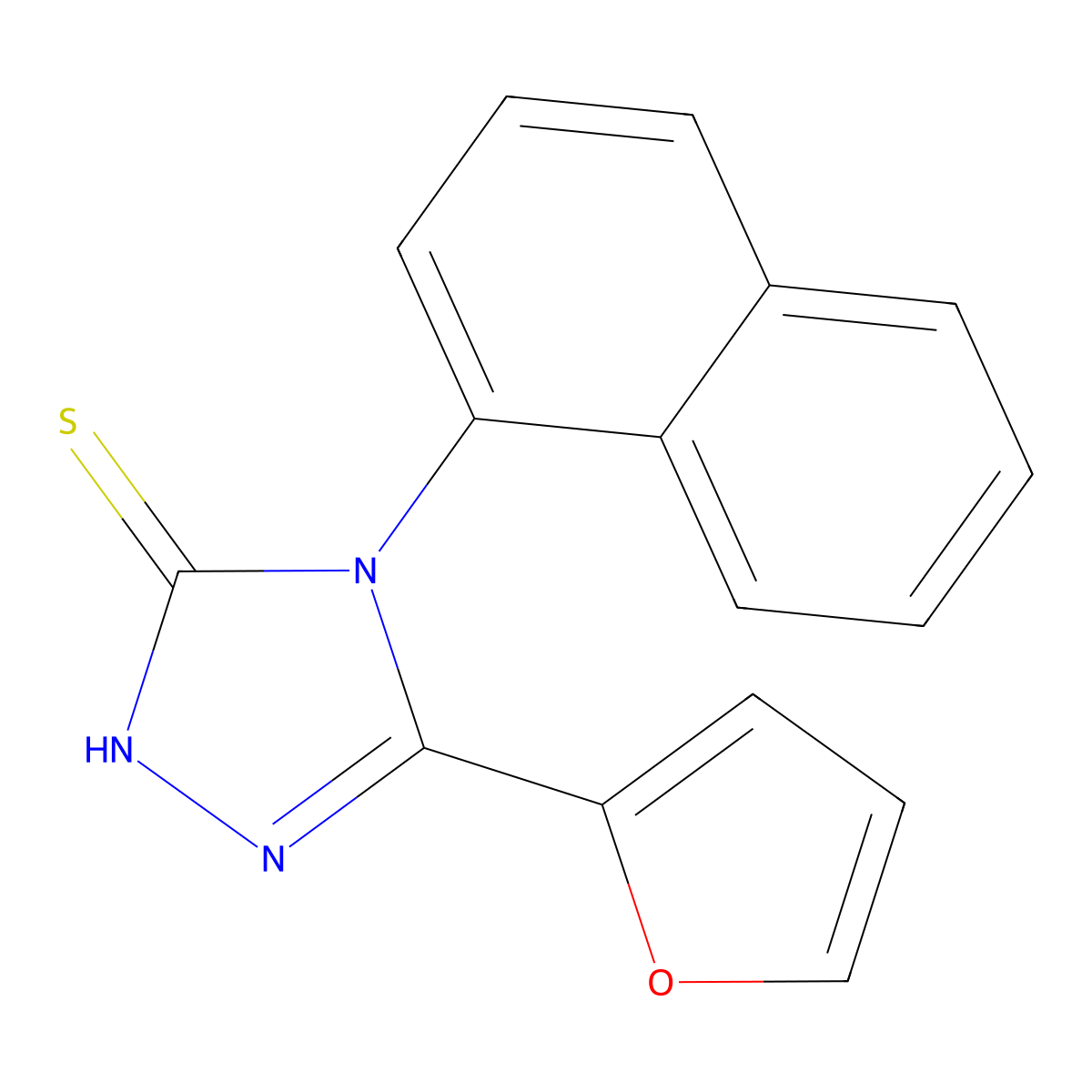 3-(furan-2-yl)-4-naphthalen-1-yl-1H-1,2,4-triazole-5-thione molecular structure, CAS 496787-41-8