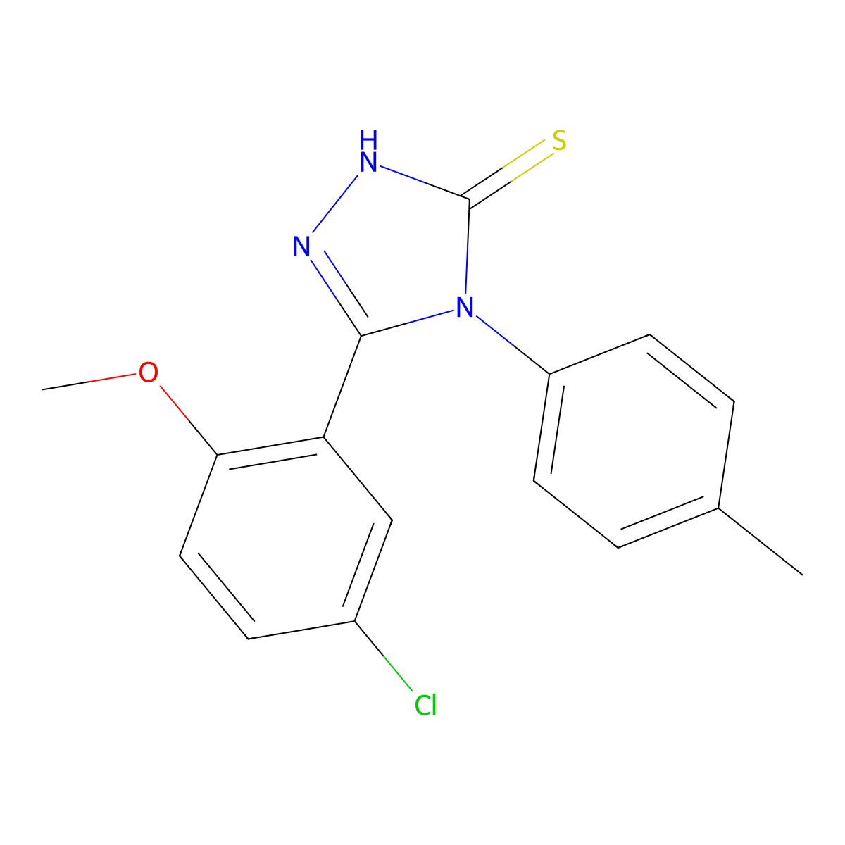 3-(5-chloro-2-methoxyphenyl)-4-(4-methylphenyl)-1H-1,2,4-triazole-5-thione molecular structure, CAS 496787-47-4