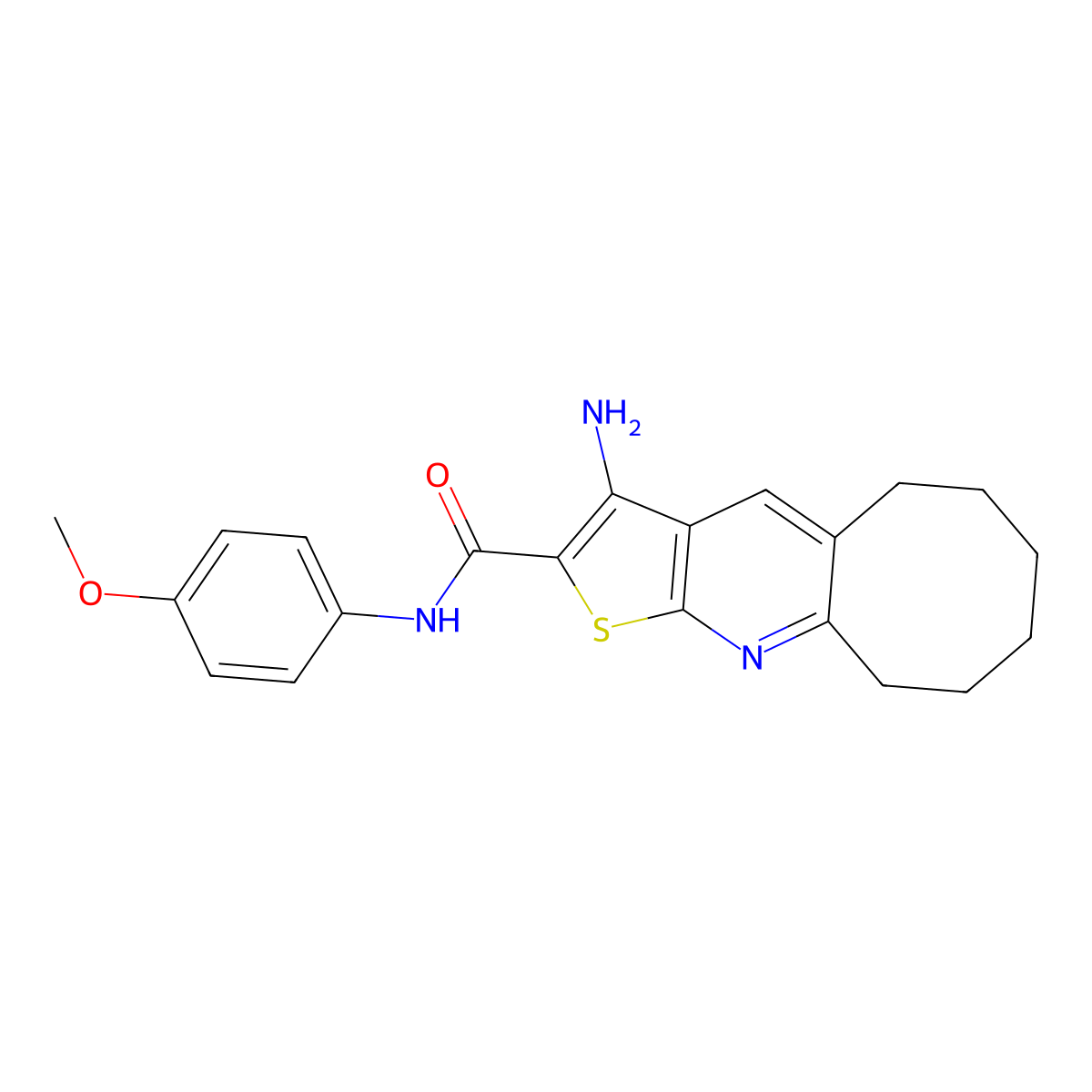 3-amino-N-(4-methoxyphenyl)-5,6,7,8,9,10-hexahydrocycloocta[b]thieno[3,2-e]pyridine-2-carboxamide molecular structure, CAS 496788-05-7