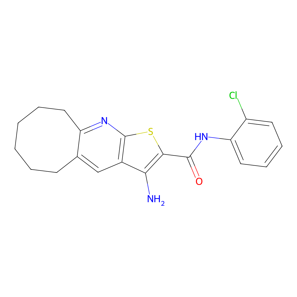 3-amino-N-(2-chlorophenyl)-5,6,7,8,9,10-hexahydrocycloocta[b]thieno[3,2-e]pyridine-2-carboxamide molecular structure, CAS 496788-10-4