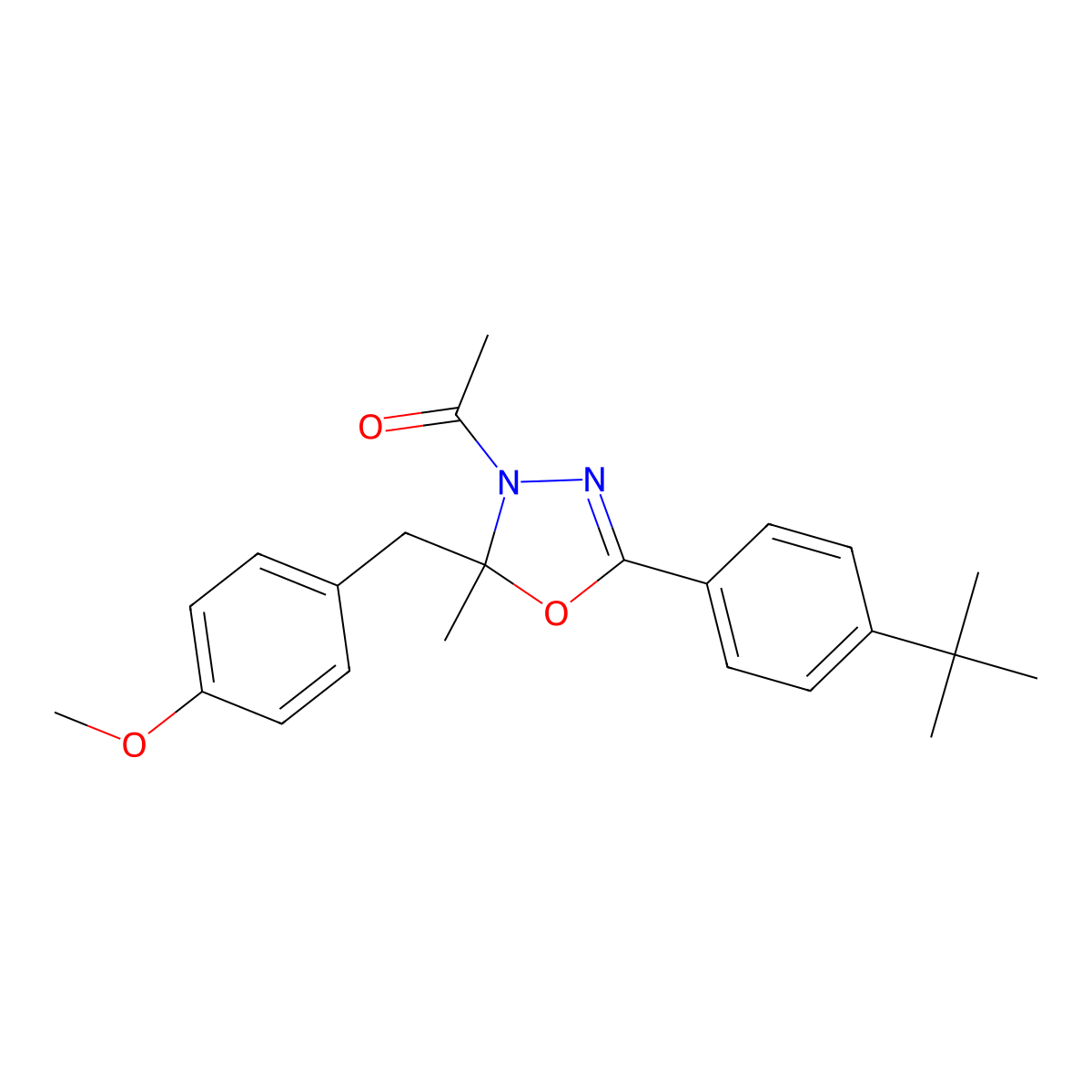 1-[5-(4-Tert-butylphenyl)-2-[(4-methoxyphenyl)methyl]-2-methyl-1,3,4-oxadiazol-3-yl]ethanone molecular structure, CAS 496795-74-5