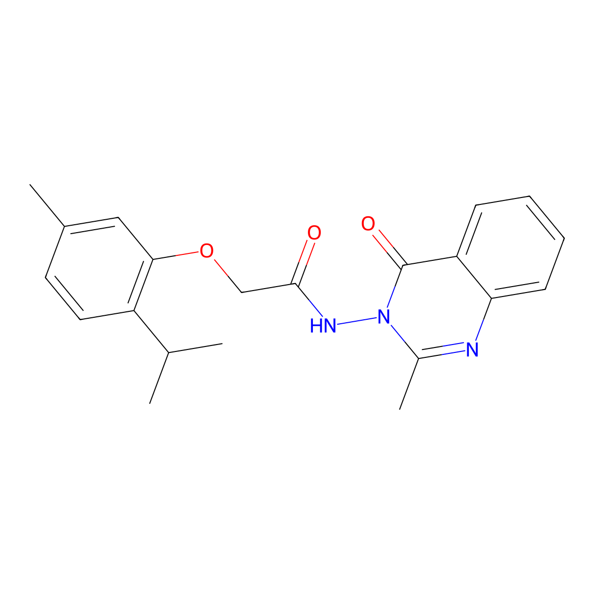 N-(2-methyl-4-oxoquinazolin-3-yl)-2-(5-methyl-2-propan-2-ylphenoxy)acetamide molecular structure, CAS 496796-21-5
