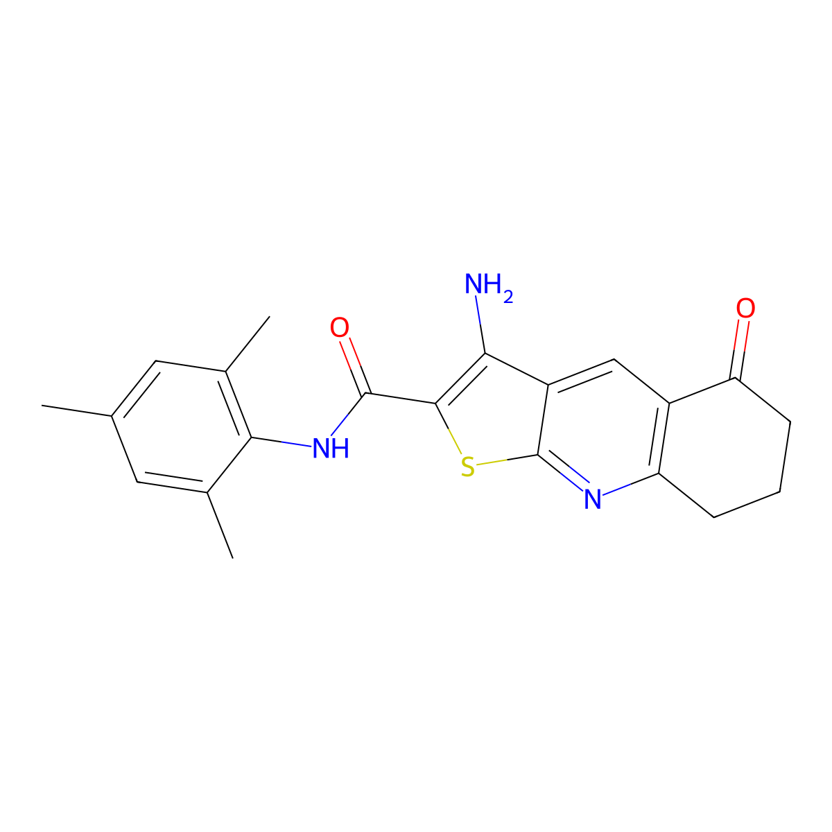 3-amino-N-mesityl-5-oxo-5,6,7,8-tetrahydrothieno[2,3-b]quinoline-2-carboxamide molecular structure, CAS 496796-46-4