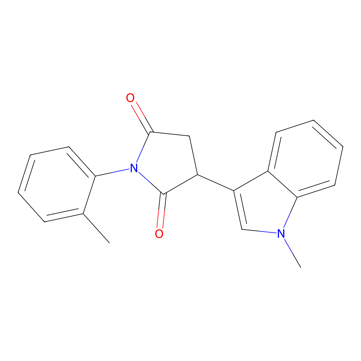 3-(1-methyl-1H-indol-3-yl)-1-(2-methylphenyl)pyrrolidine-2,5-dione molecular structure, CAS 496796-57-7