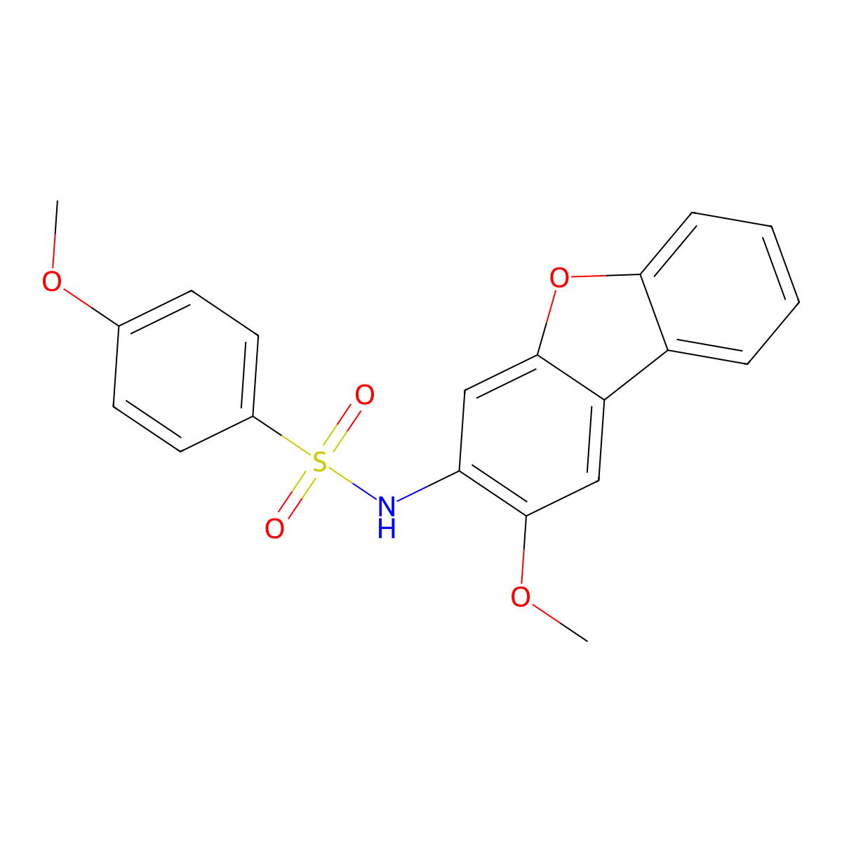 4-methoxy-N-(2-methoxydibenzofuran-3-yl)benzenesulfonamide molecular structure, CAS 496797-10-5