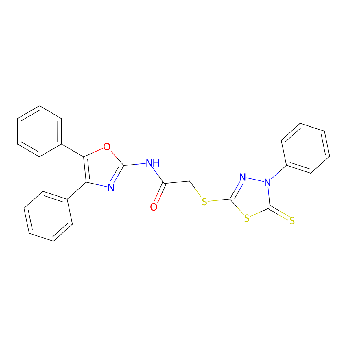 N-(4,5-diphenyl-1,3-oxazol-2-yl)-2-[(4-phenyl-5-thioxo-4,5-dihydro-1,3,4-thiadiazol-2-yl)sulfanyl]acetamide molecular structure, CAS 496797-50-3